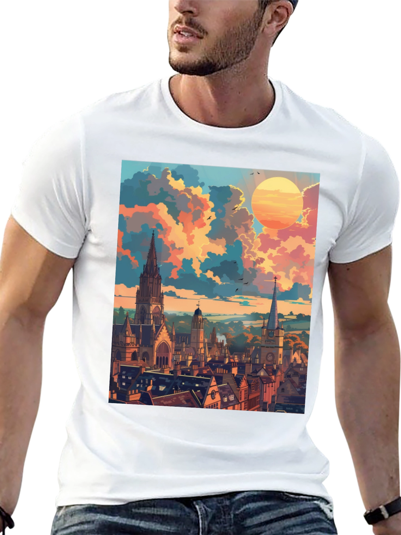 Cityscape Sunset Graphic Tee
