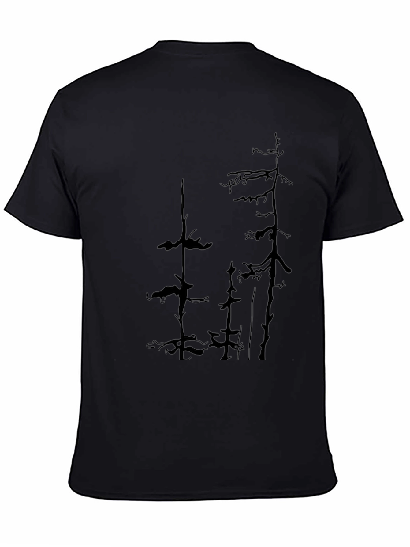 Mens Black T-Shirt with Tree Silhouette Design