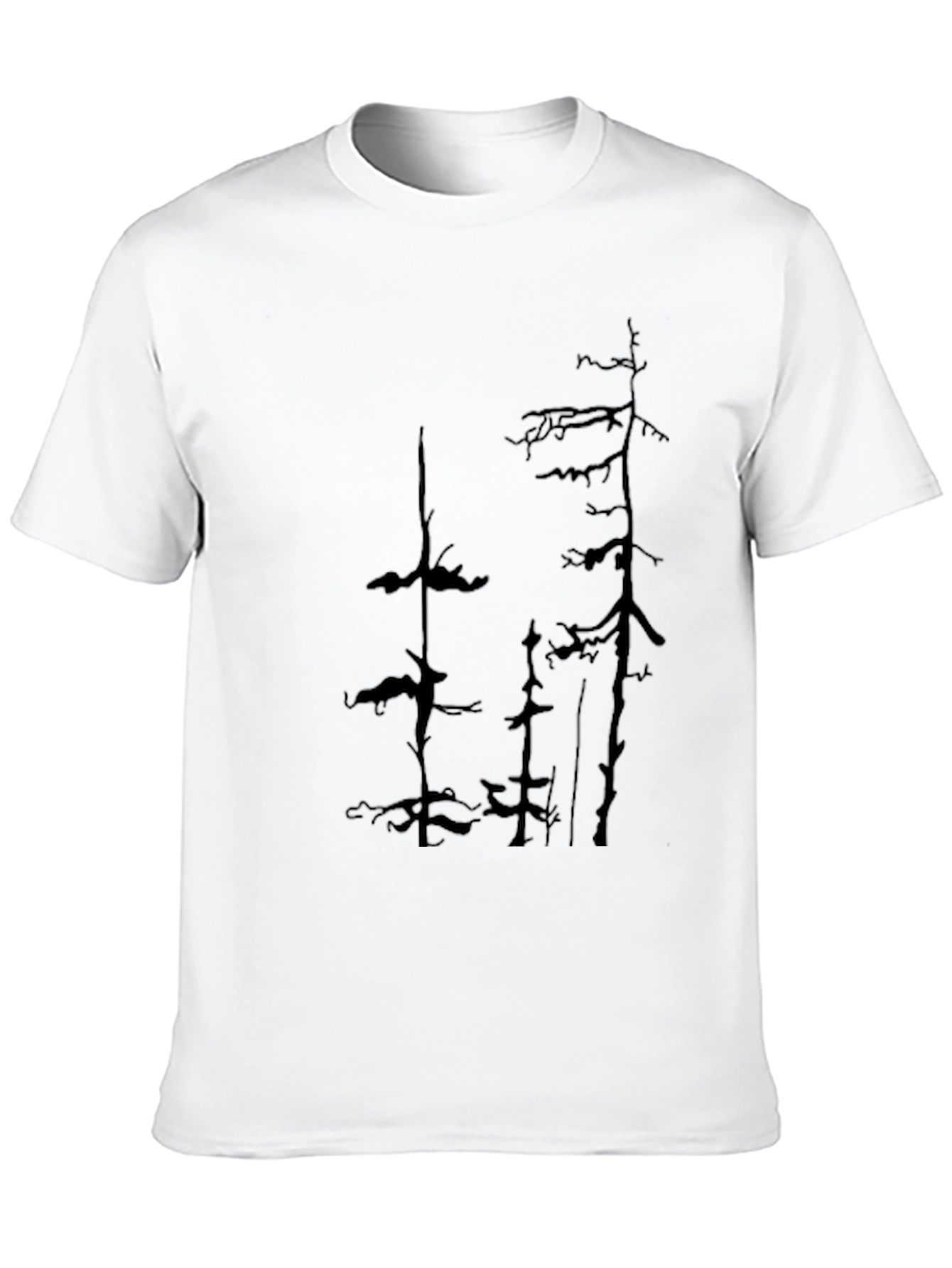 Mens Black T-Shirt with Tree Silhouette Design