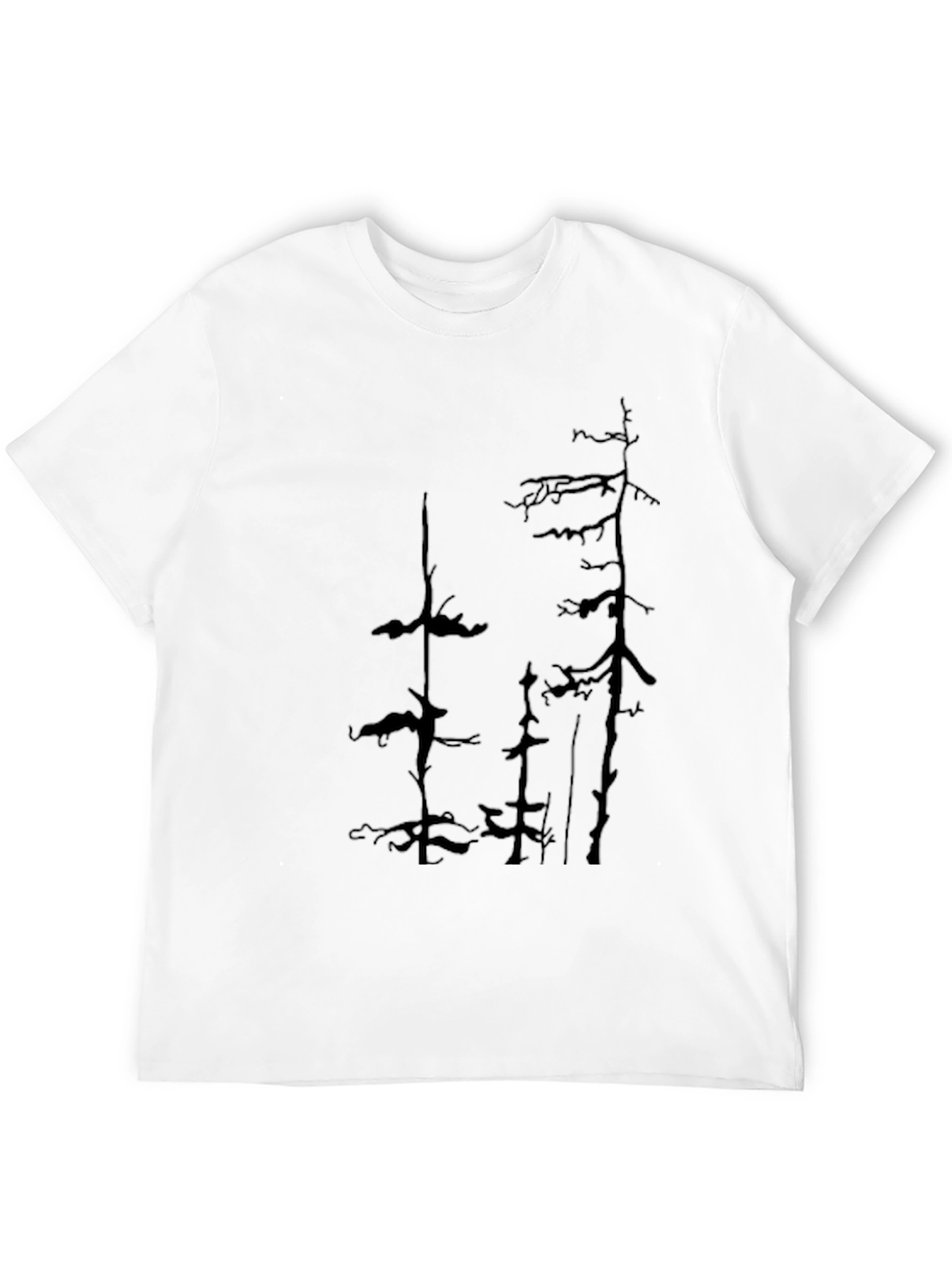 Mens Black T-Shirt with Tree Silhouette Design