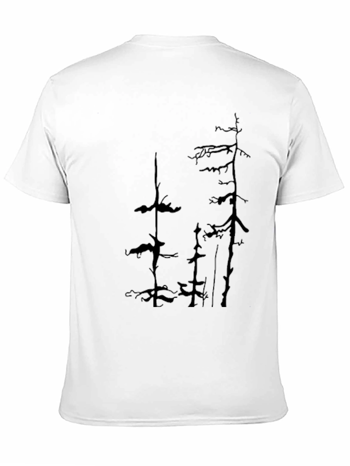 Mens Black T-Shirt with Tree Silhouette Design
