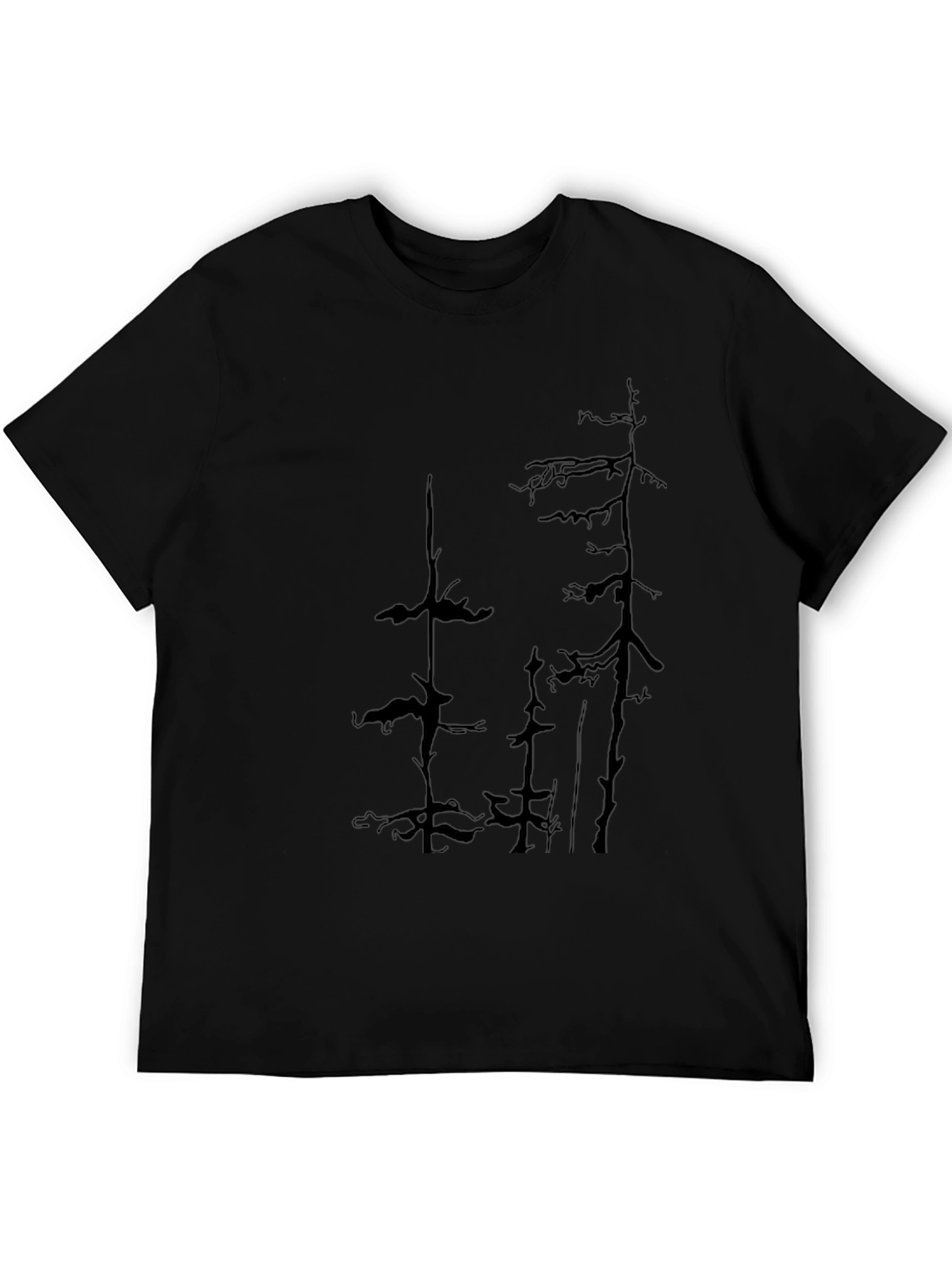 Mens Black T-Shirt with Tree Silhouette Design