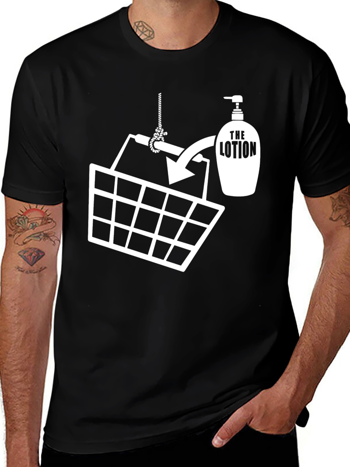 Funny Lotion Bucket Graphic T-Shirt - Black