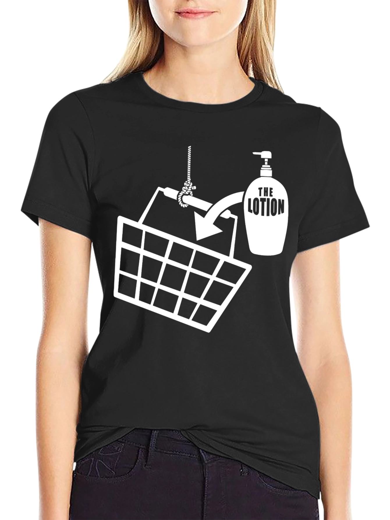 Funny Lotion Bucket Graphic T-Shirt - Black