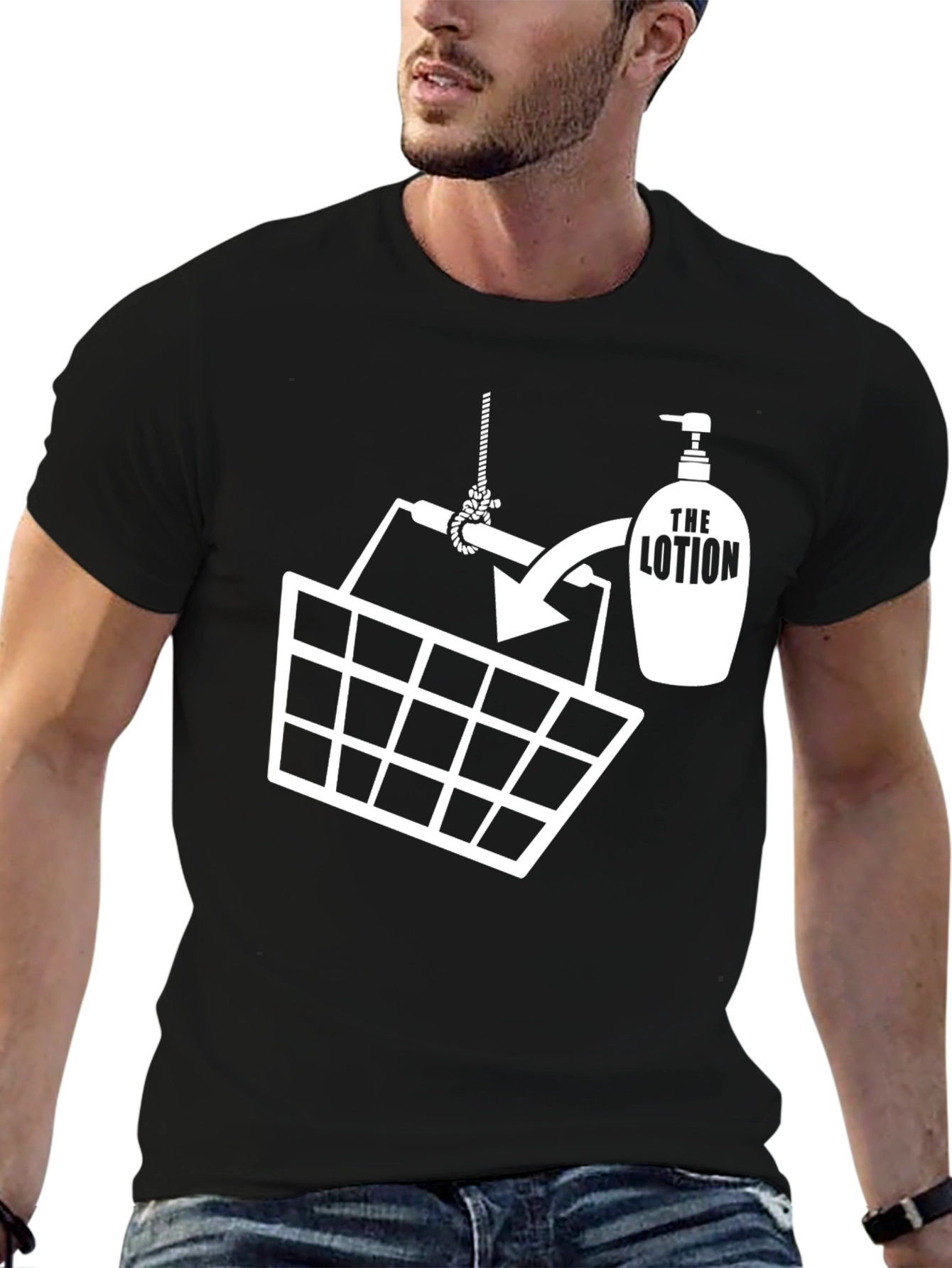 Funny Lotion Bucket Graphic T-Shirt - Black