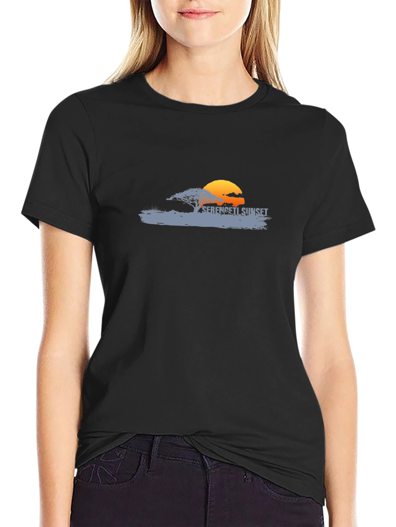 Serengeti Sunset Graphic Black Tee