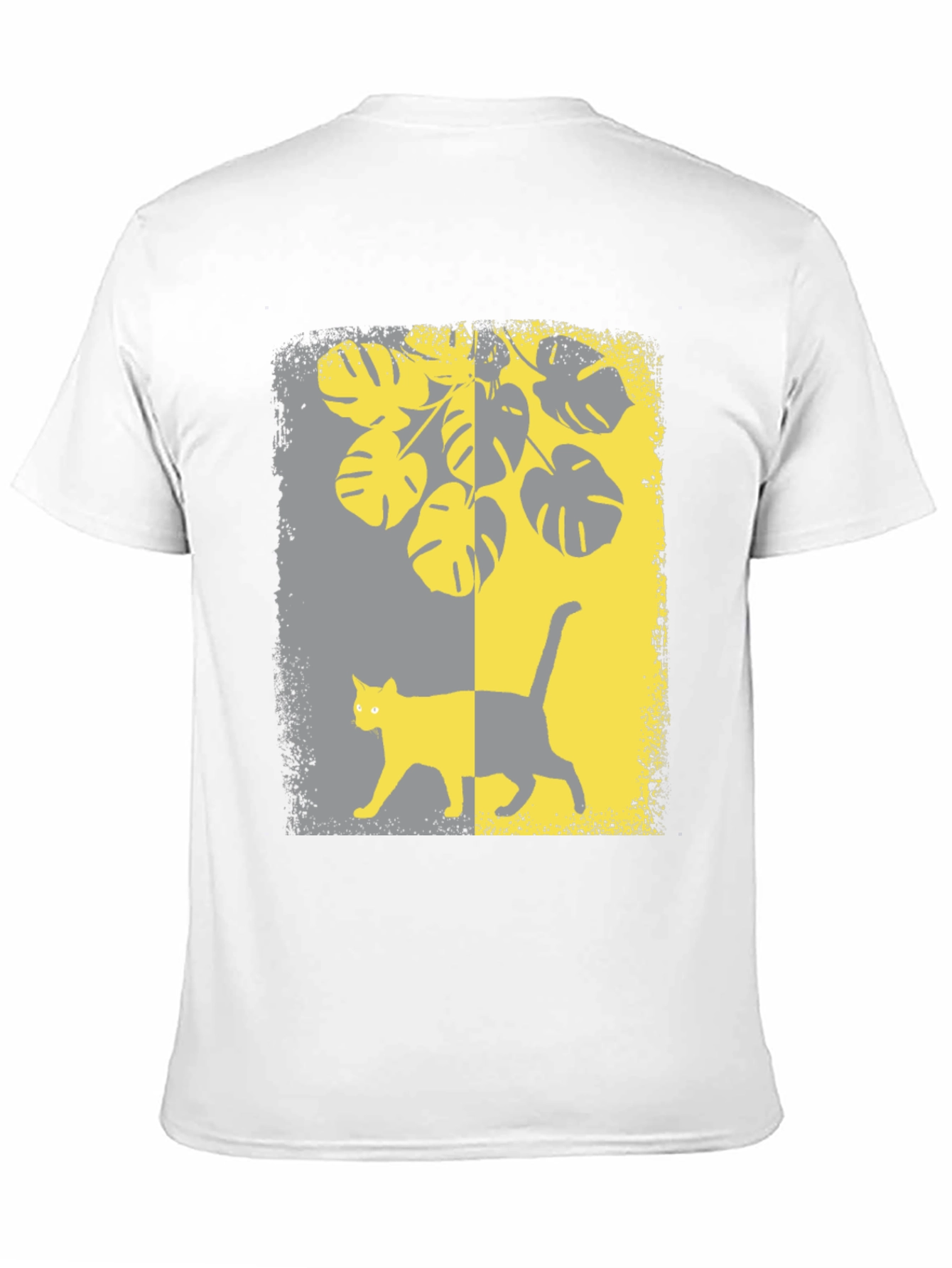Monstera Cat Graphic Tee - Stylish Black Shirt