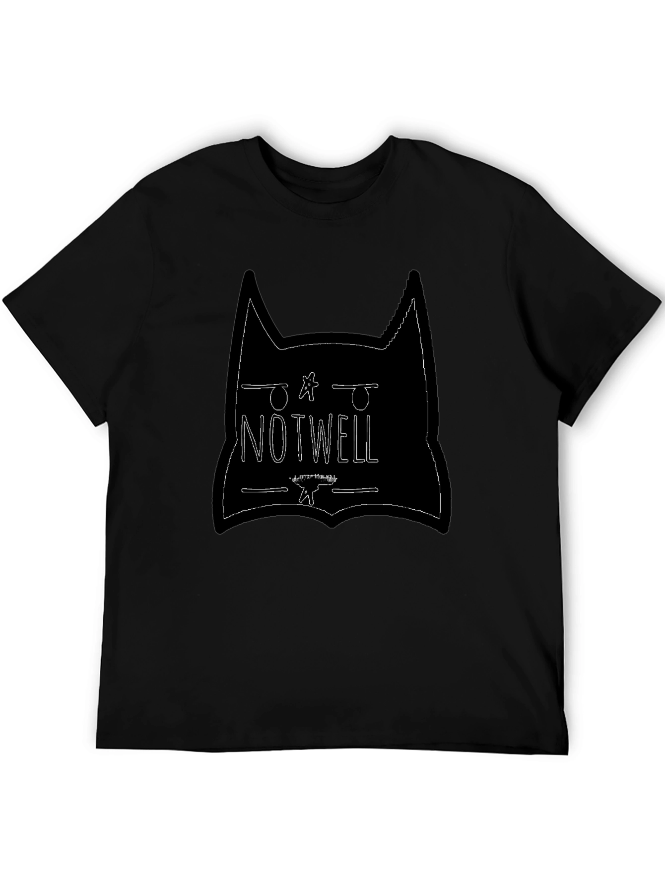 Not Well Cat Graphic Tee - Black Cotton T-Shirt
