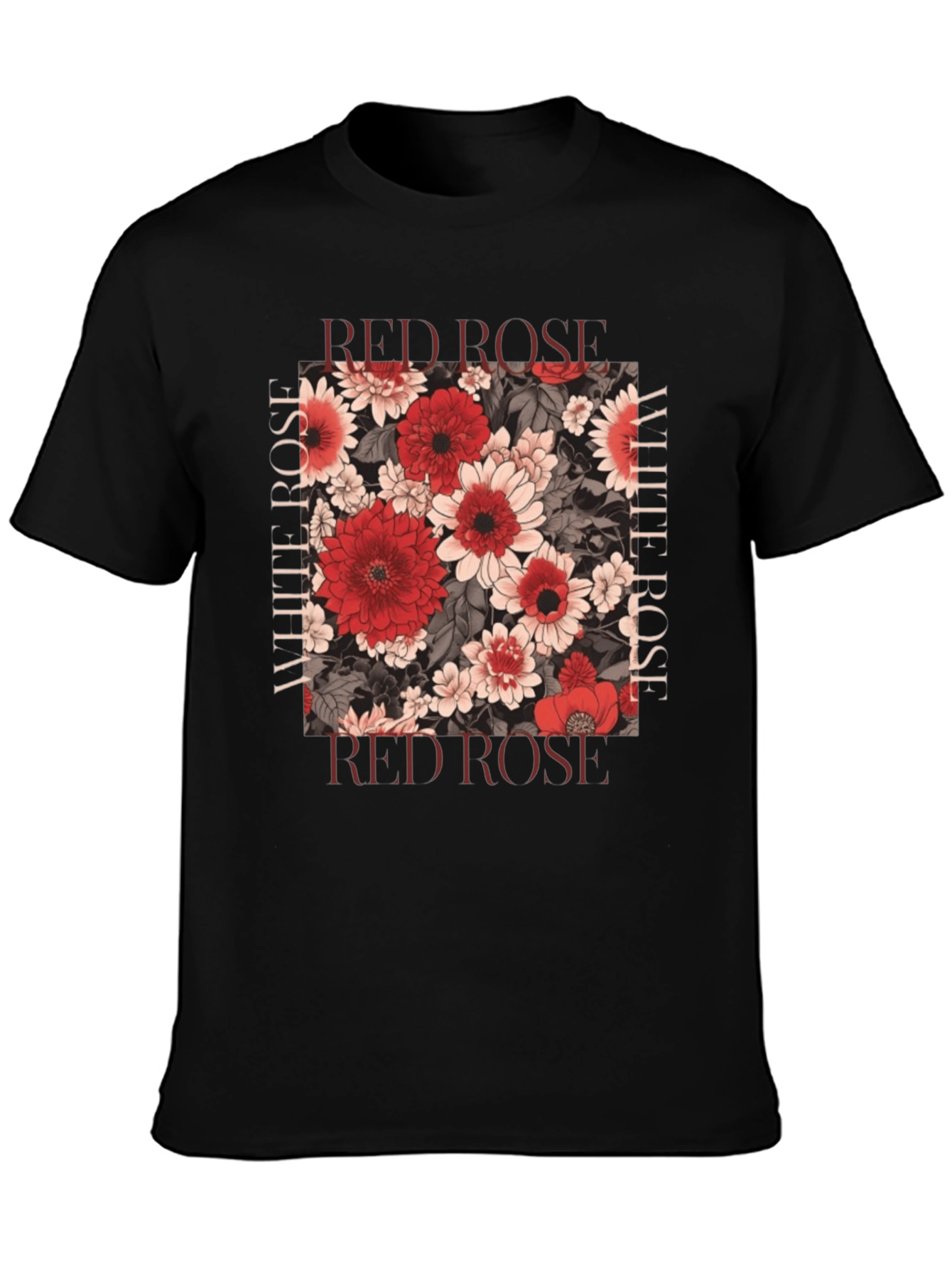 Red & White Rose Graphic Tee
