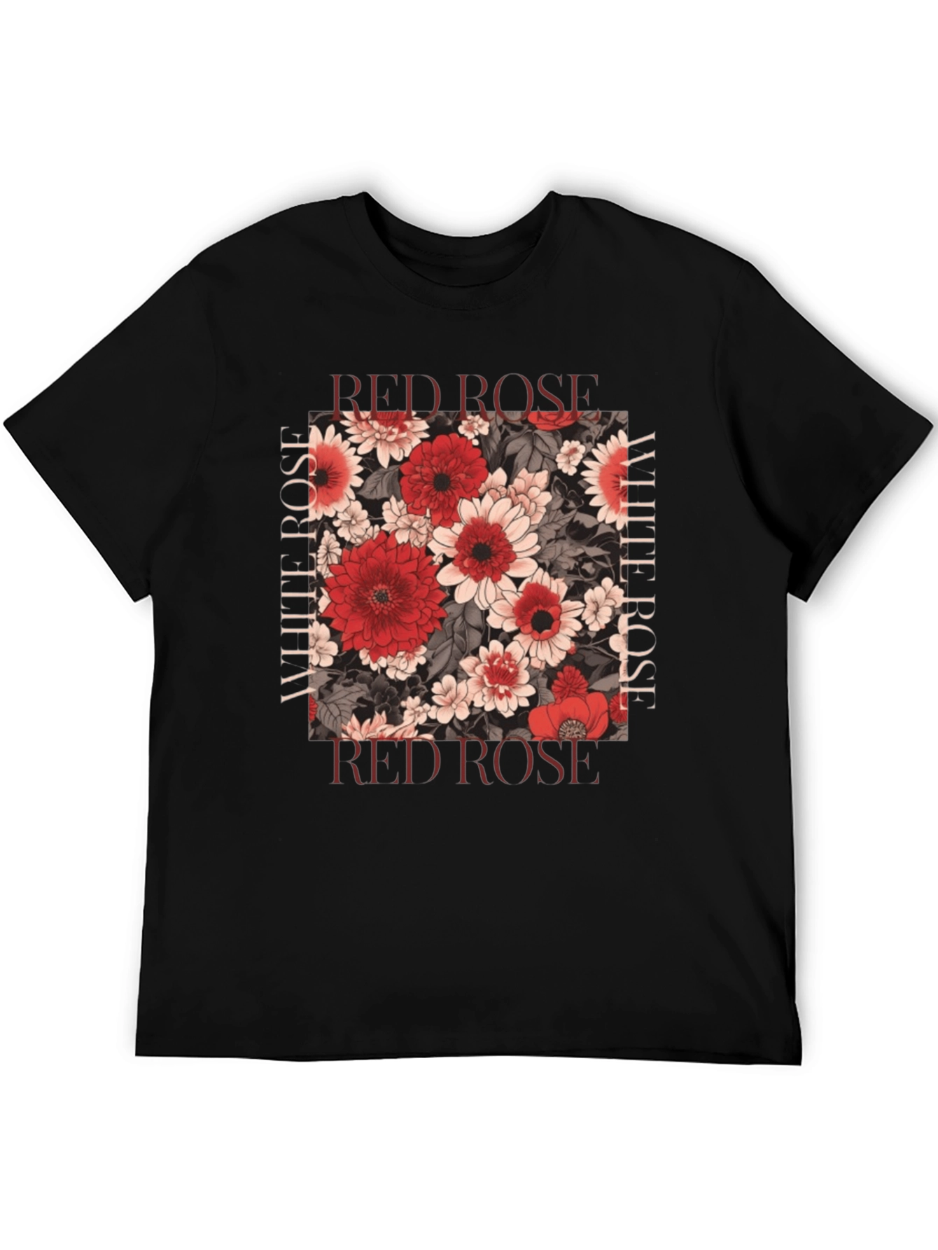 Red & White Rose Graphic Tee