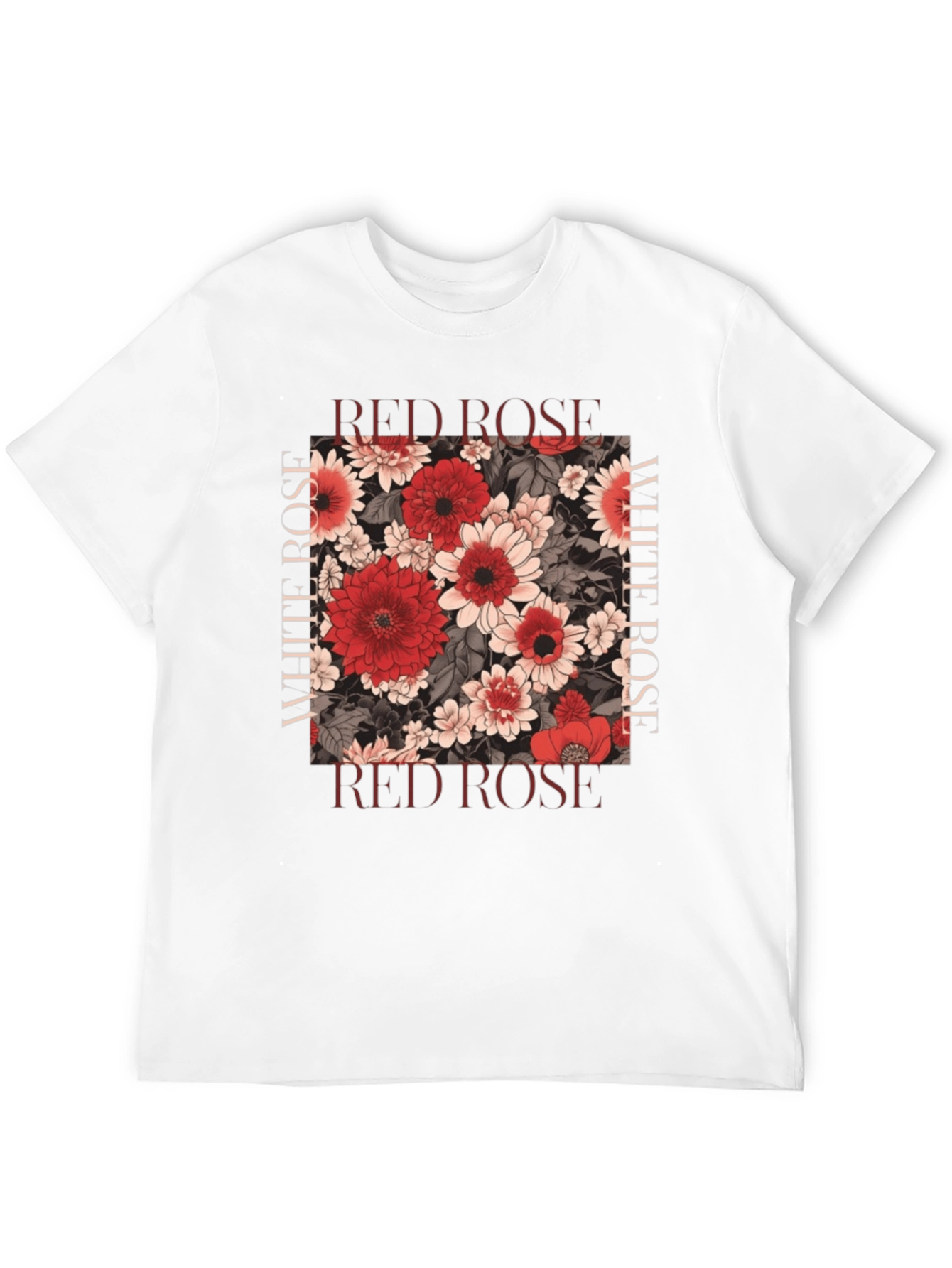 Red & White Rose Graphic Tee