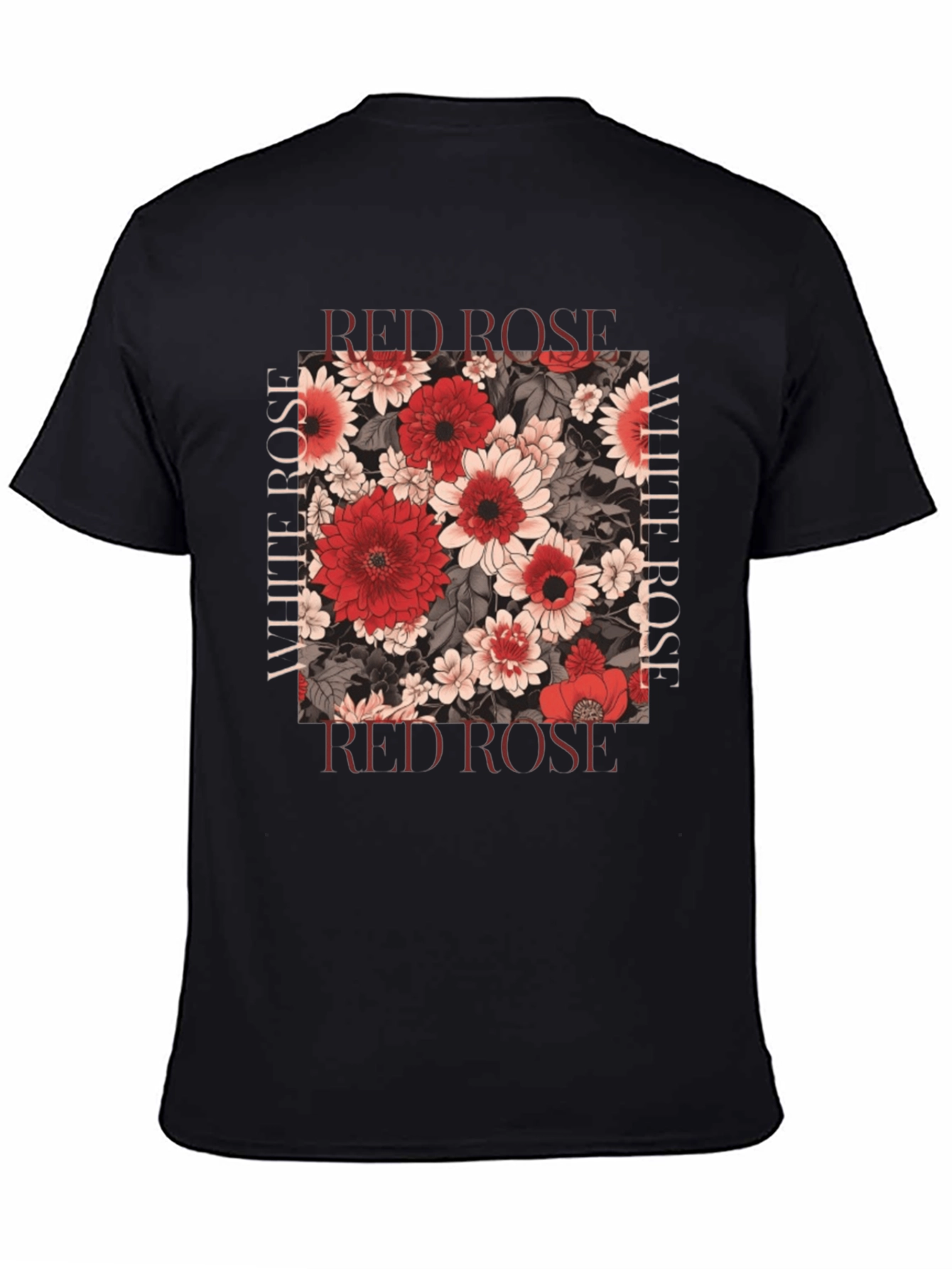 Red & White Rose Graphic Tee