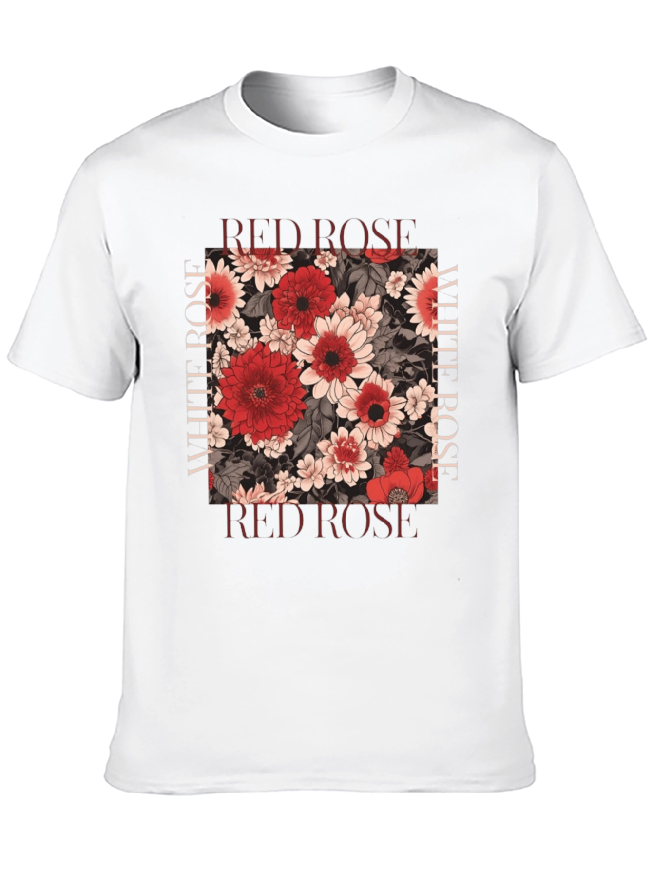 Red & White Rose Graphic Tee