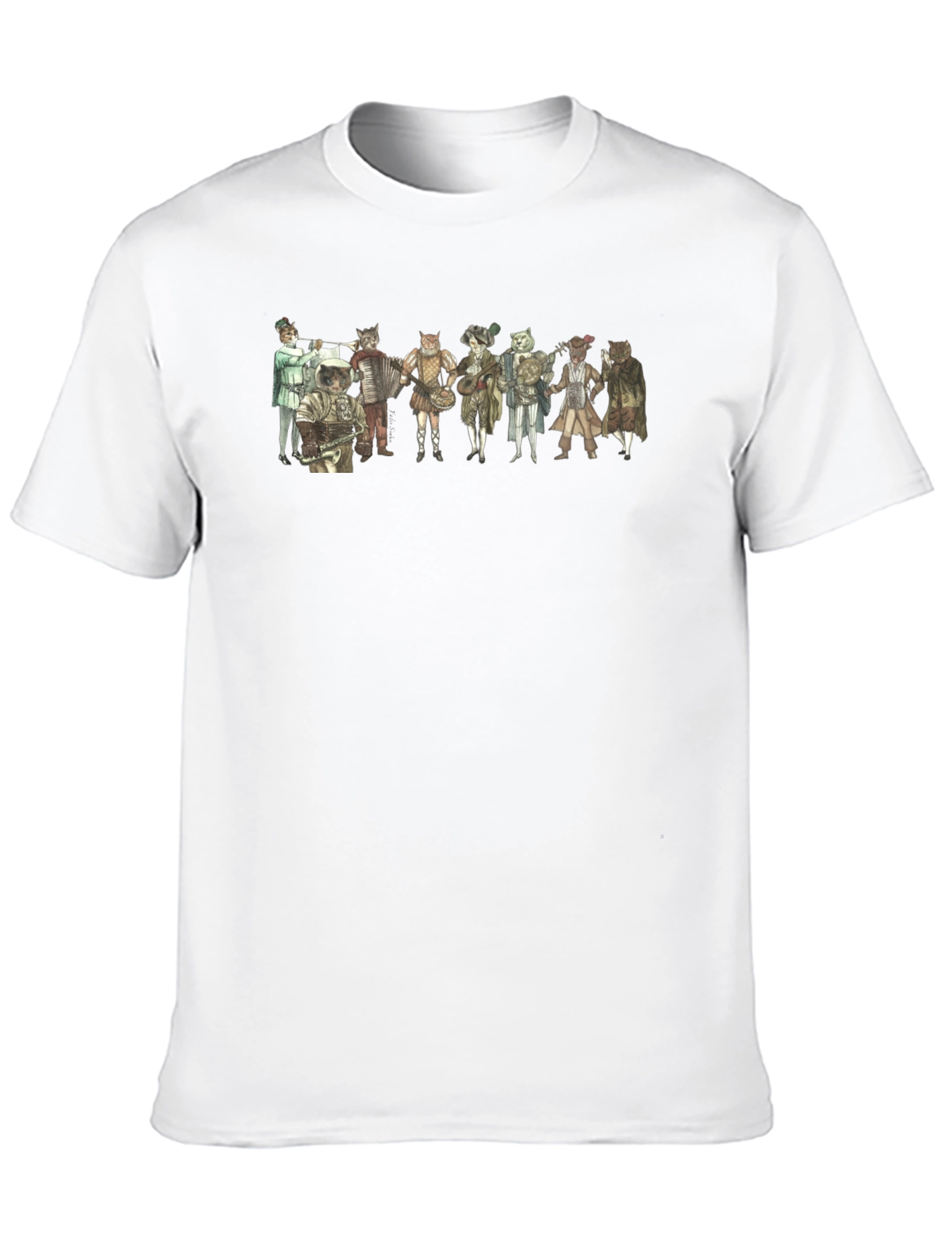 Renaissance Cat Band Black T-Shirt