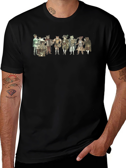 Renaissance Cat Band Black T-Shirt