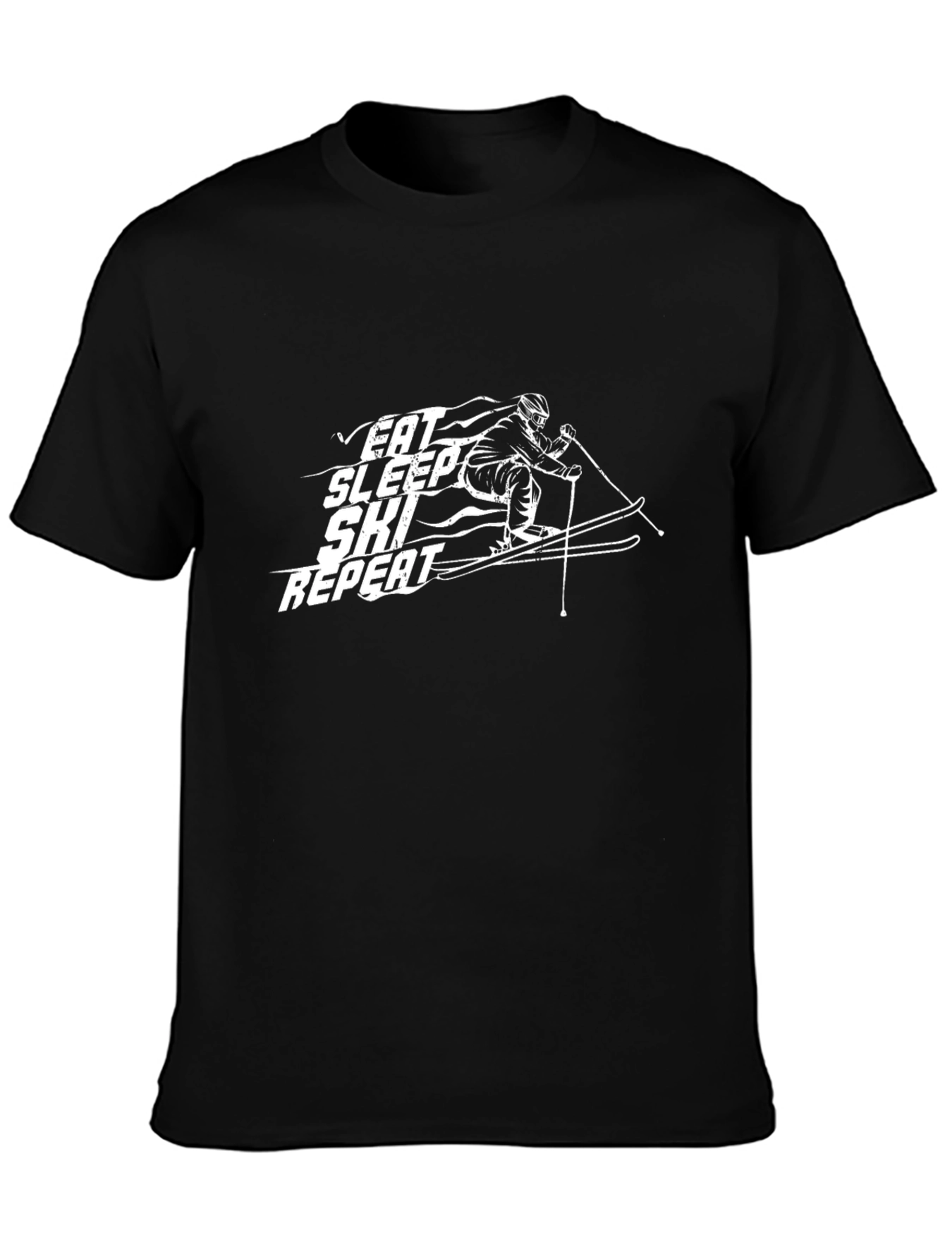 Eat Sleep Ski Repeat Black T-Shirt