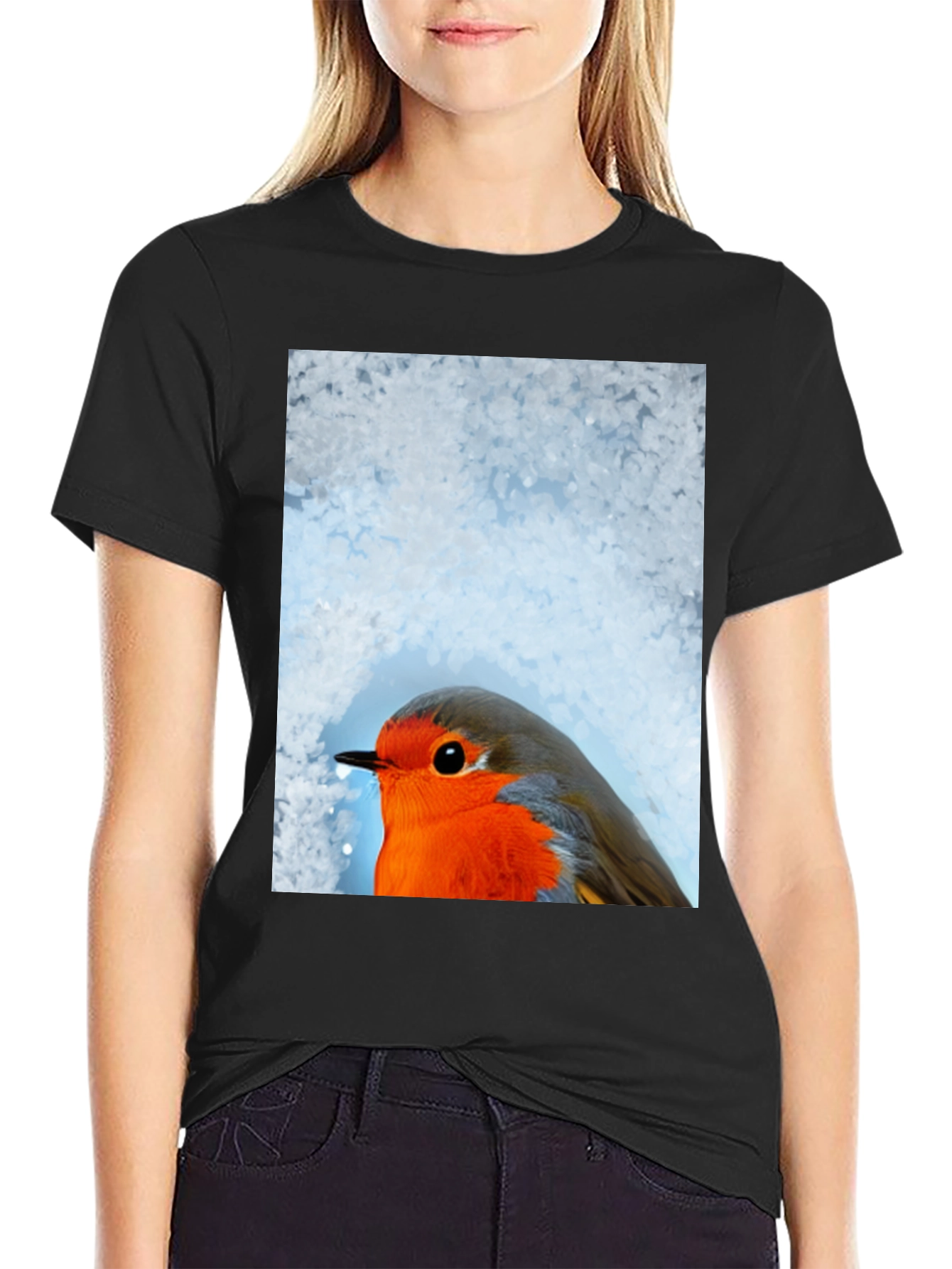 Robin Bird Graphic Tee - Winter Design