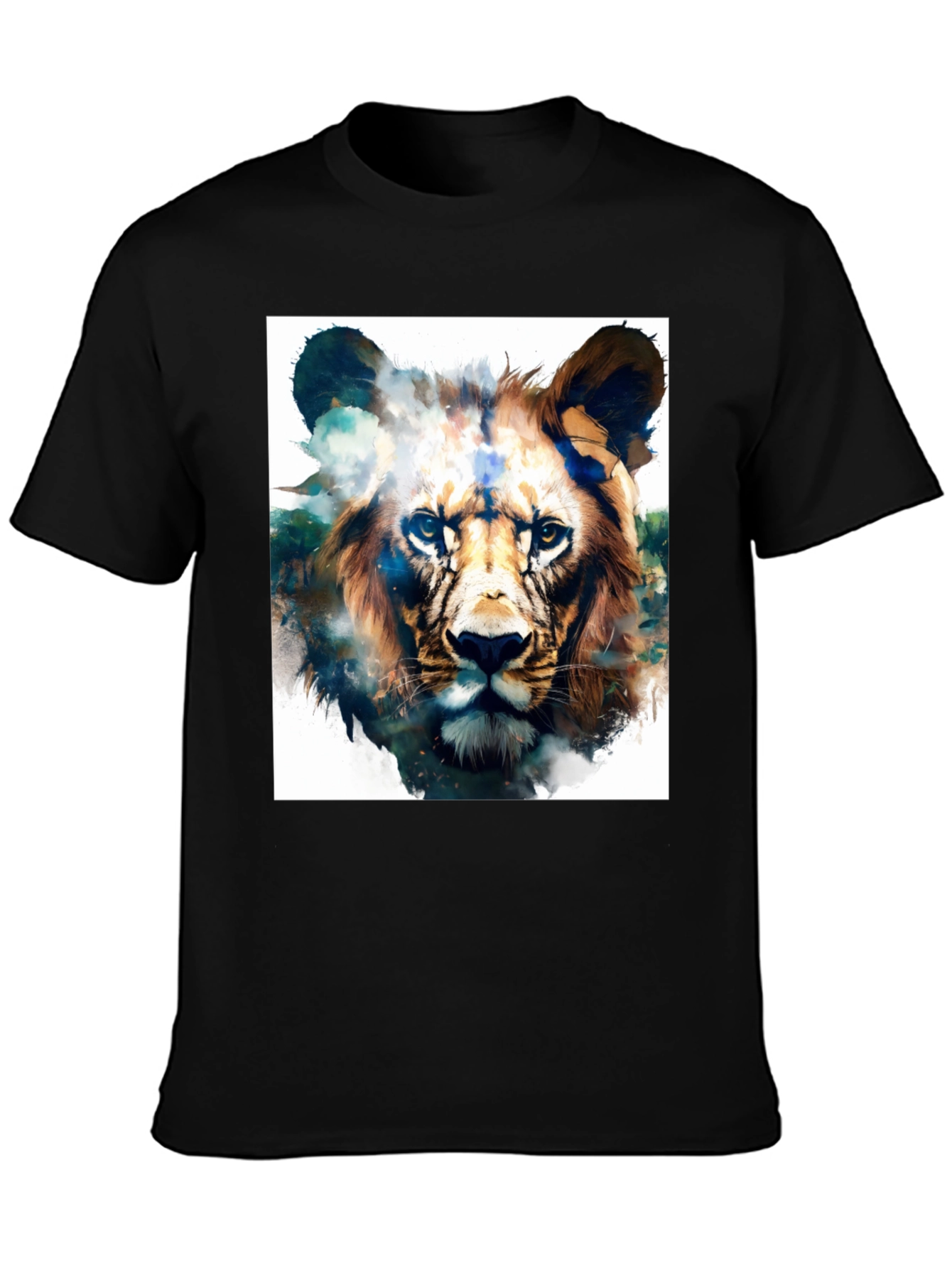 Lion Graphic Black T-Shirt - Artistic Animal Tee