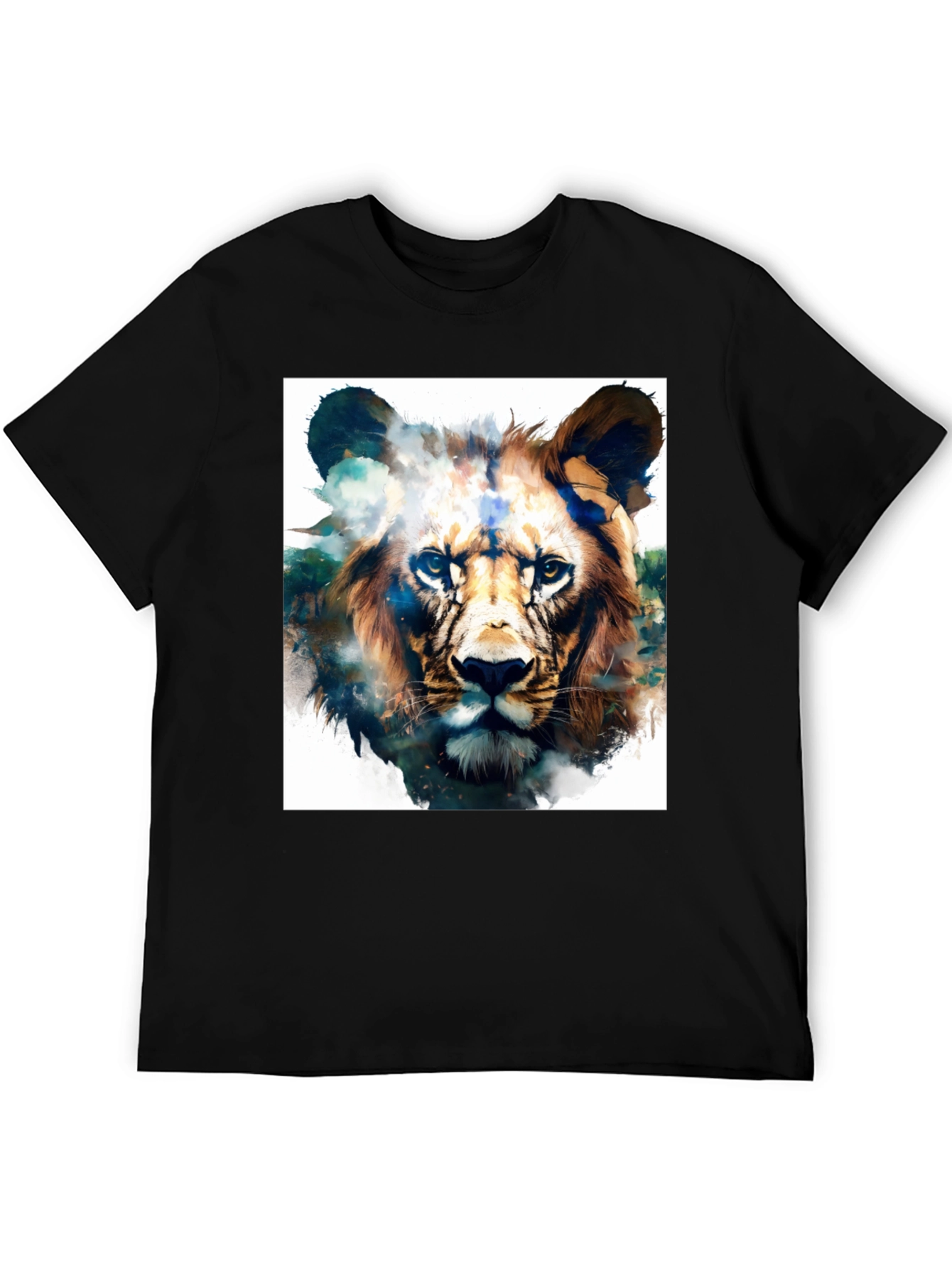 Lion Graphic Black T-Shirt - Artistic Animal Tee