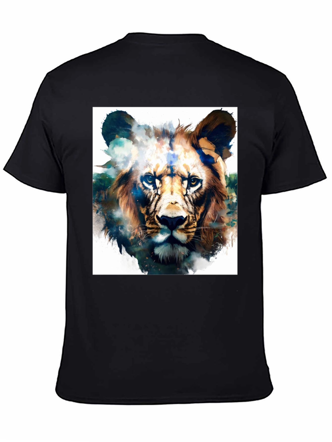 Lion Graphic Black T-Shirt - Artistic Animal Tee
