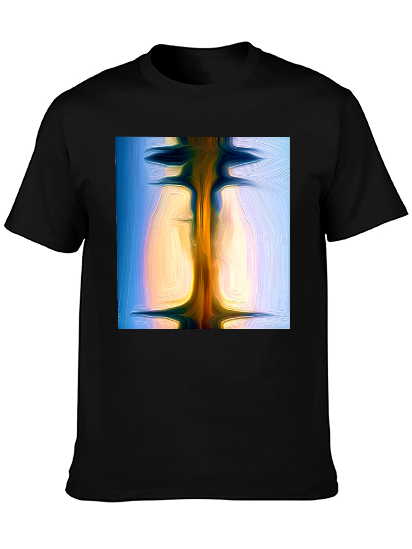 Abstract Art Print Black T-Shirt - Modern Style