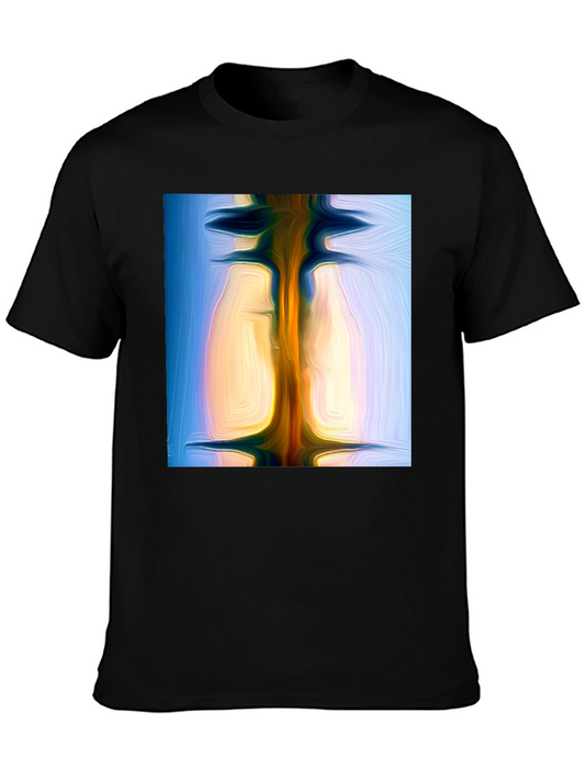 Abstract Art Print Black T-Shirt - Modern Style