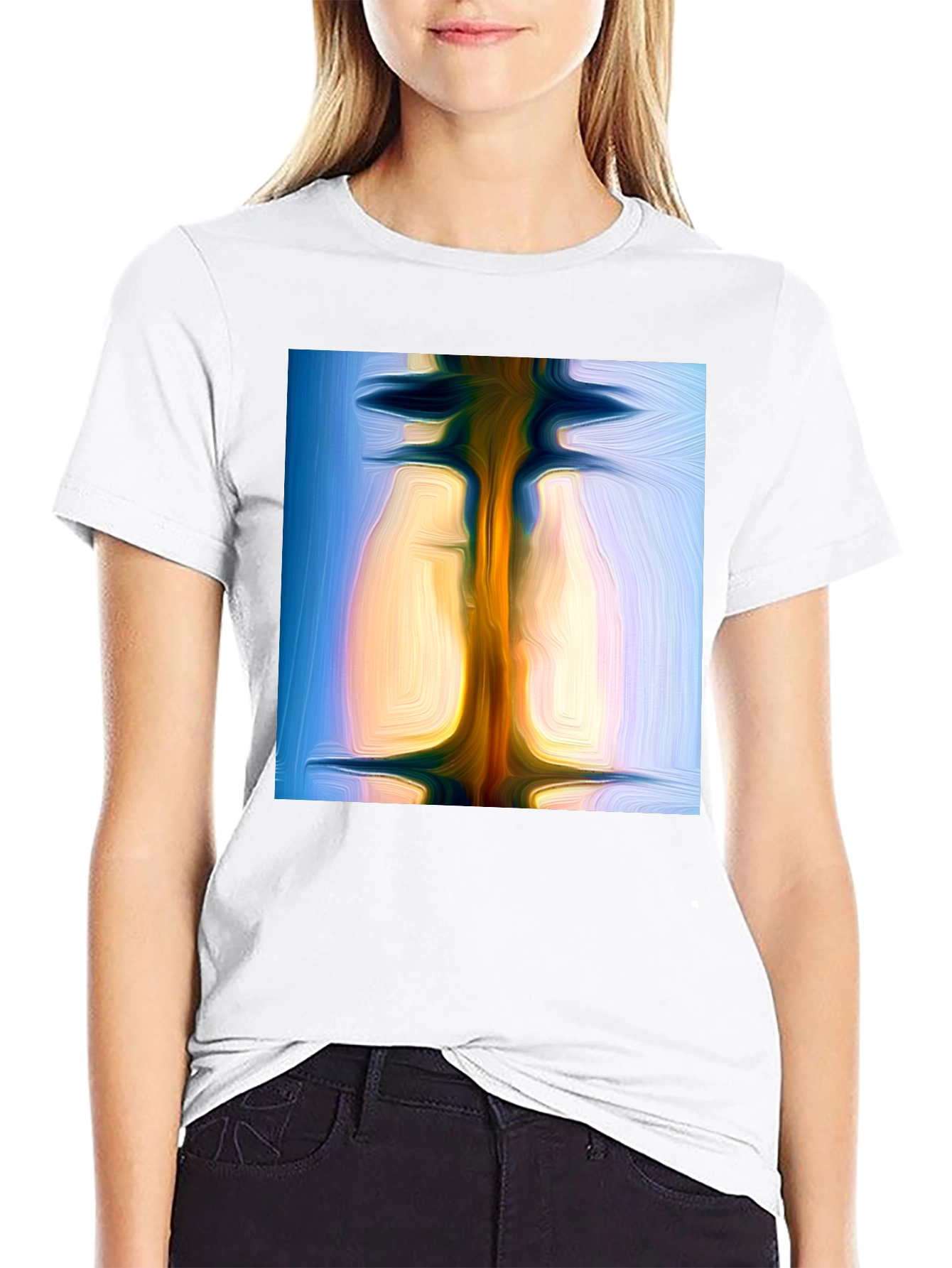 Abstract Art Print Black T-Shirt - Modern Style