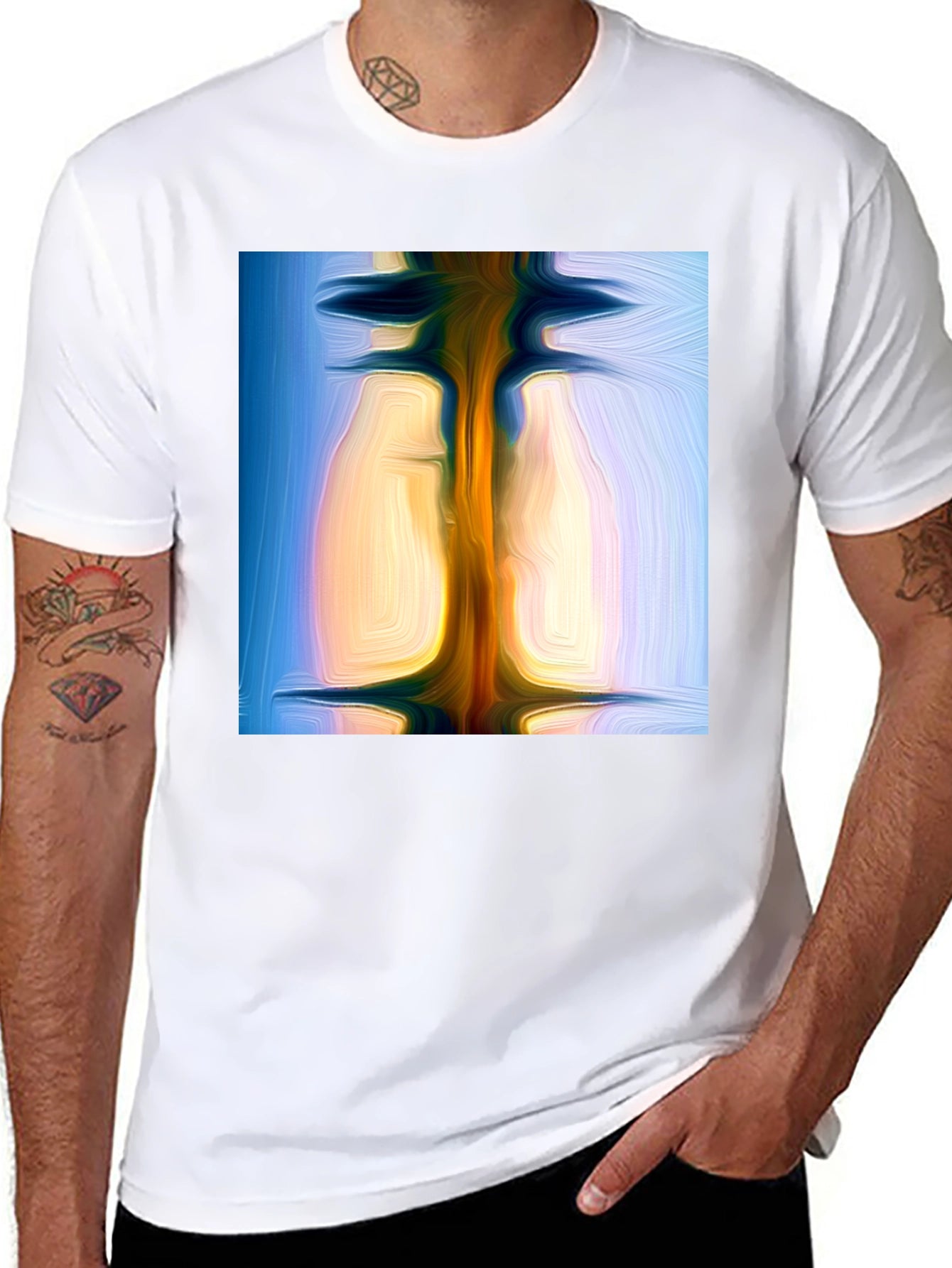 Abstract Art Print Black T-Shirt - Modern Style