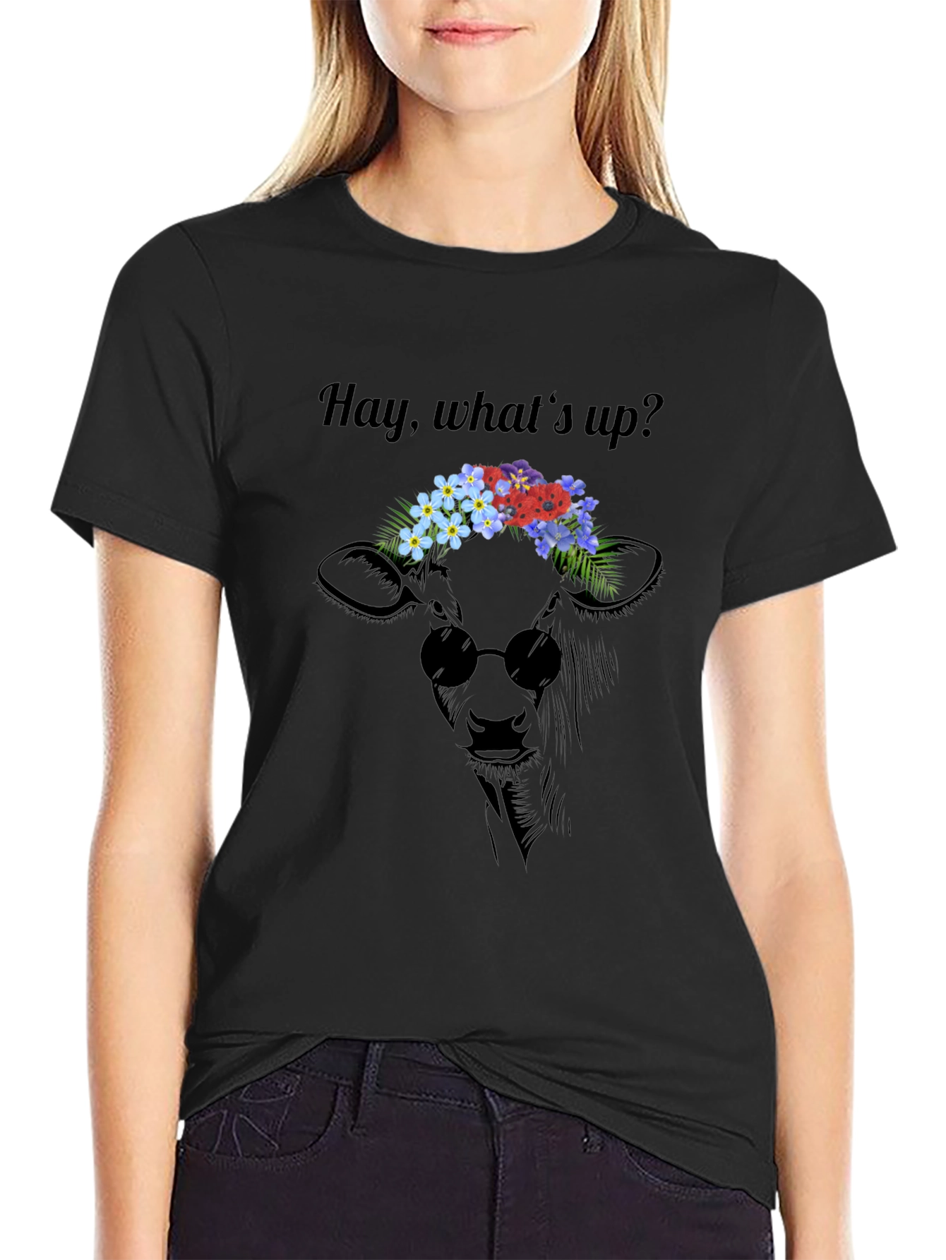 Cool Cow Flower Crown Graphic Tee