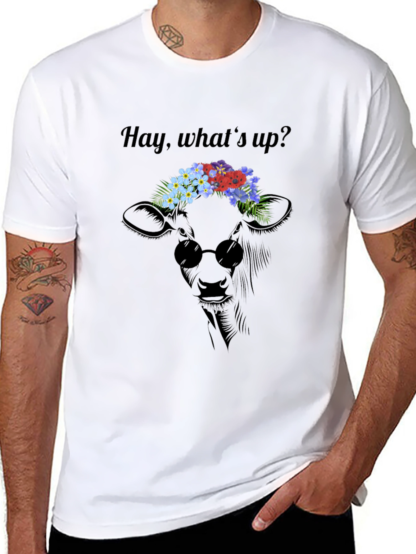 Cool Cow Flower Crown Graphic Tee