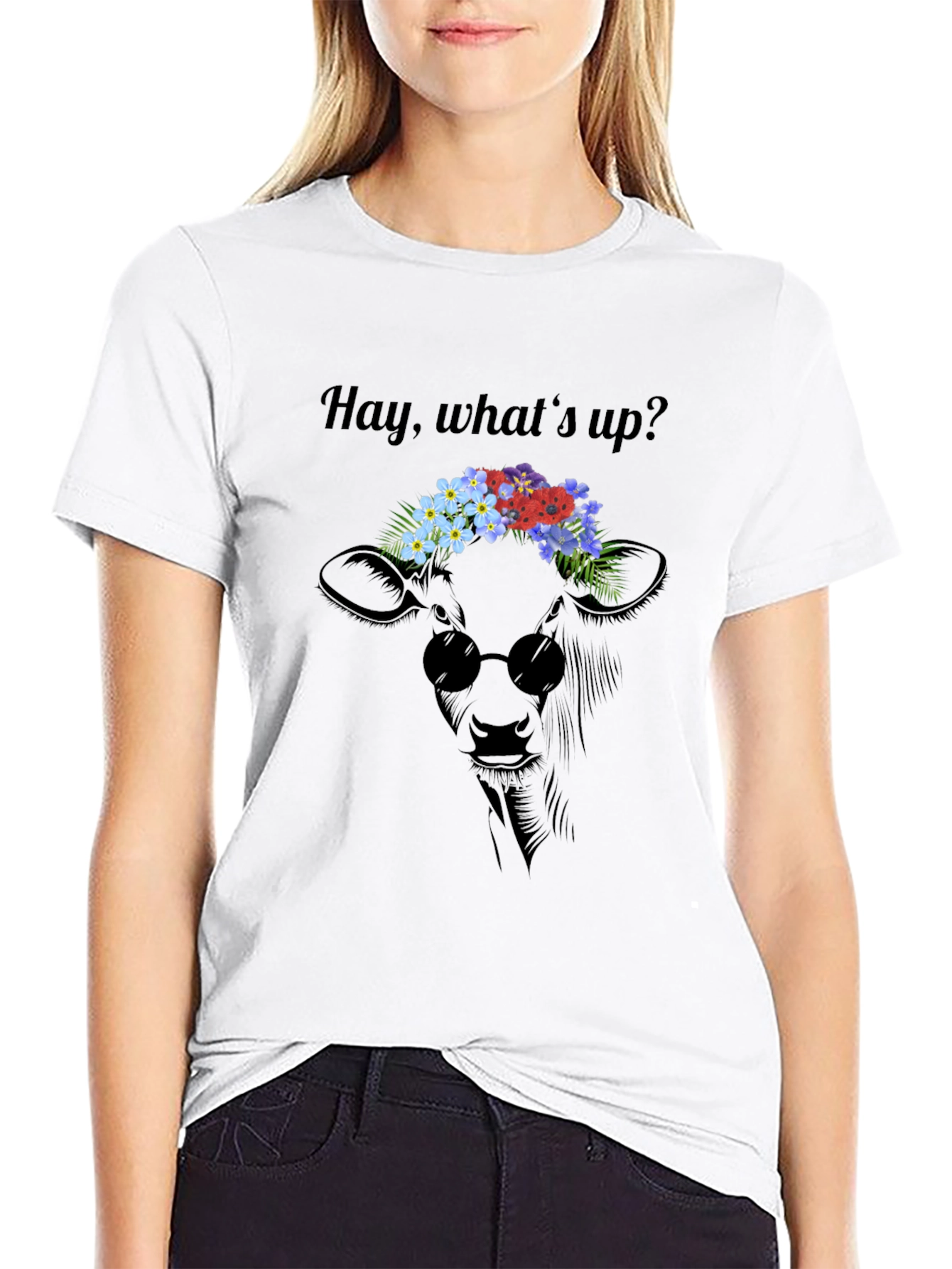Cool Cow Flower Crown Graphic Tee