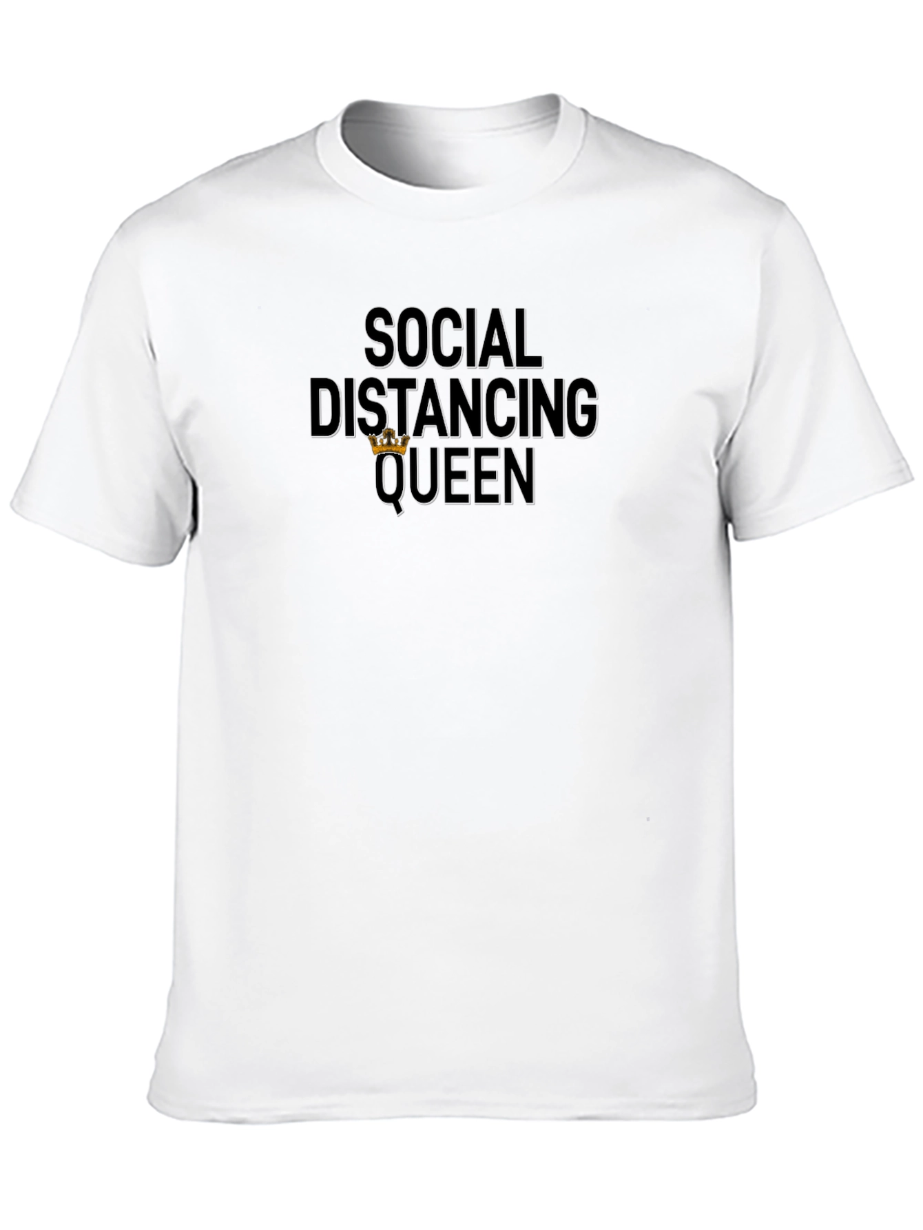 Social Distancing Queen Black Graphic Tee