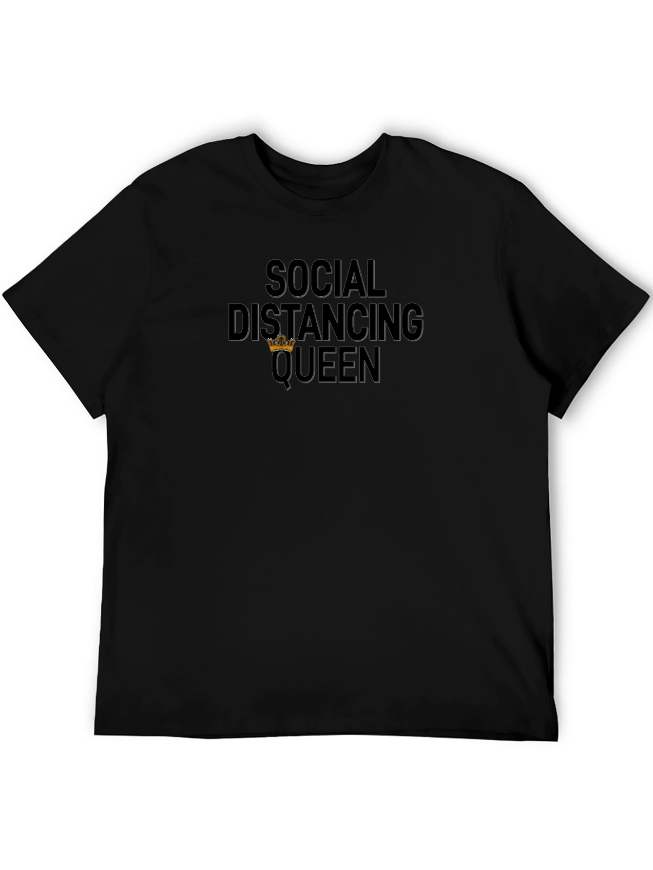 Social Distancing Queen Black Graphic Tee