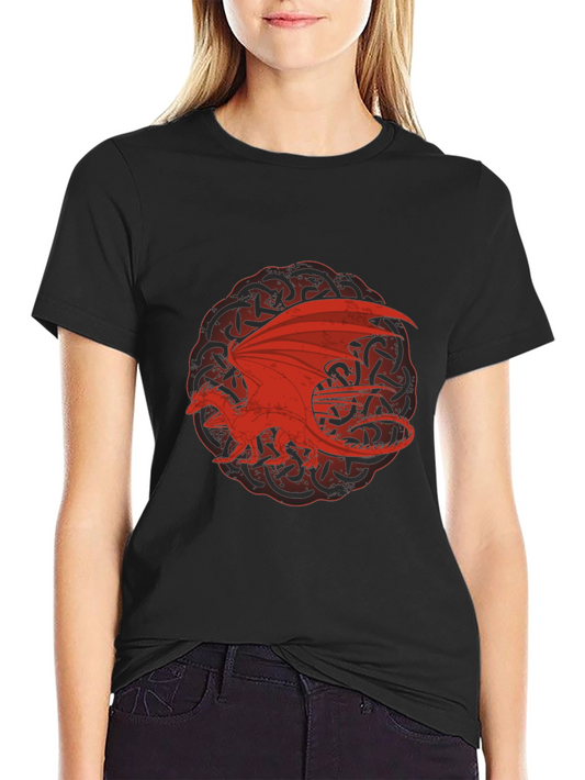 Red Dragon Celtic Knot Black T-Shirt