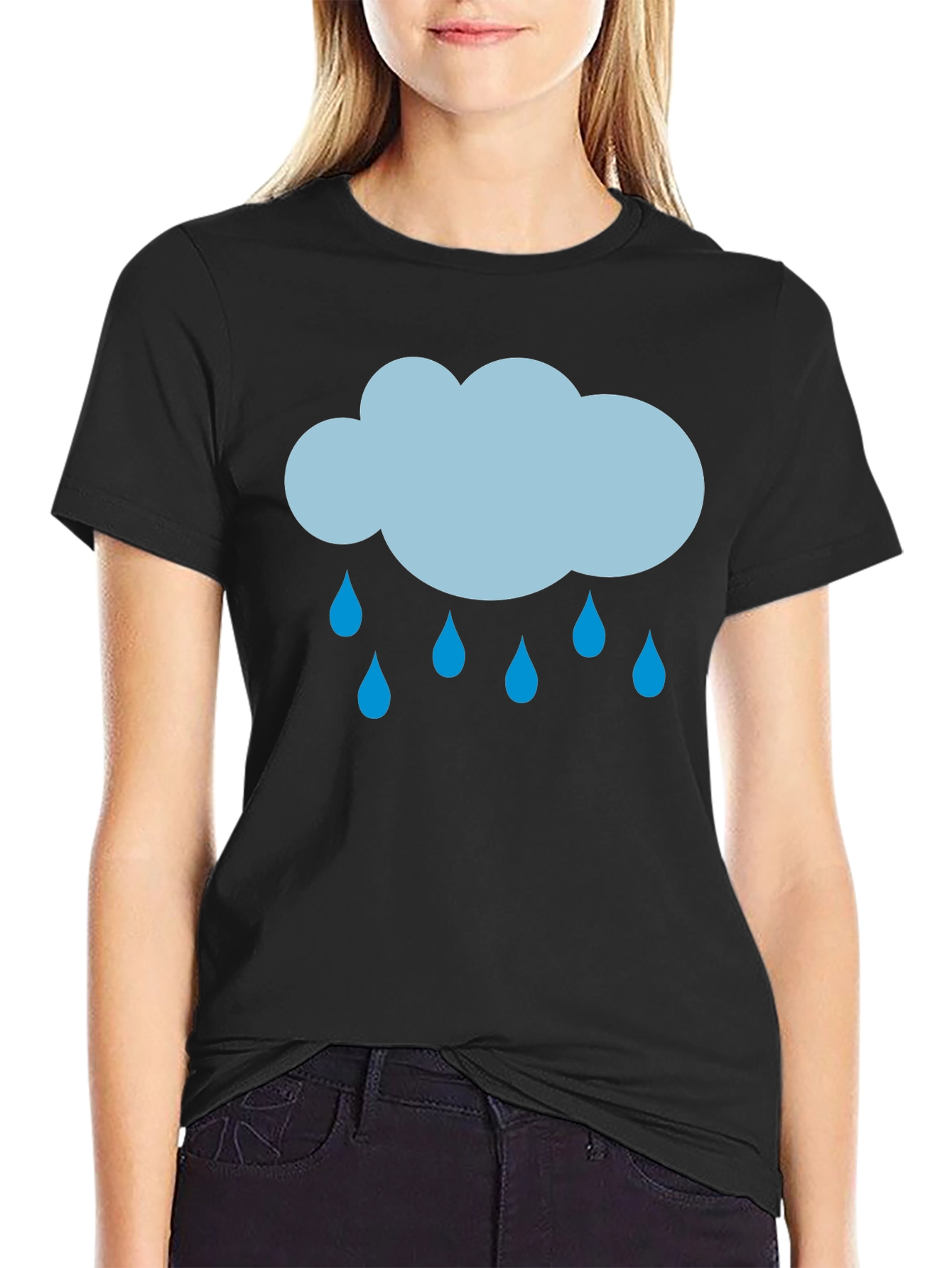 Rainy Day Graphic Tee - Black Cotton T-Shirt
