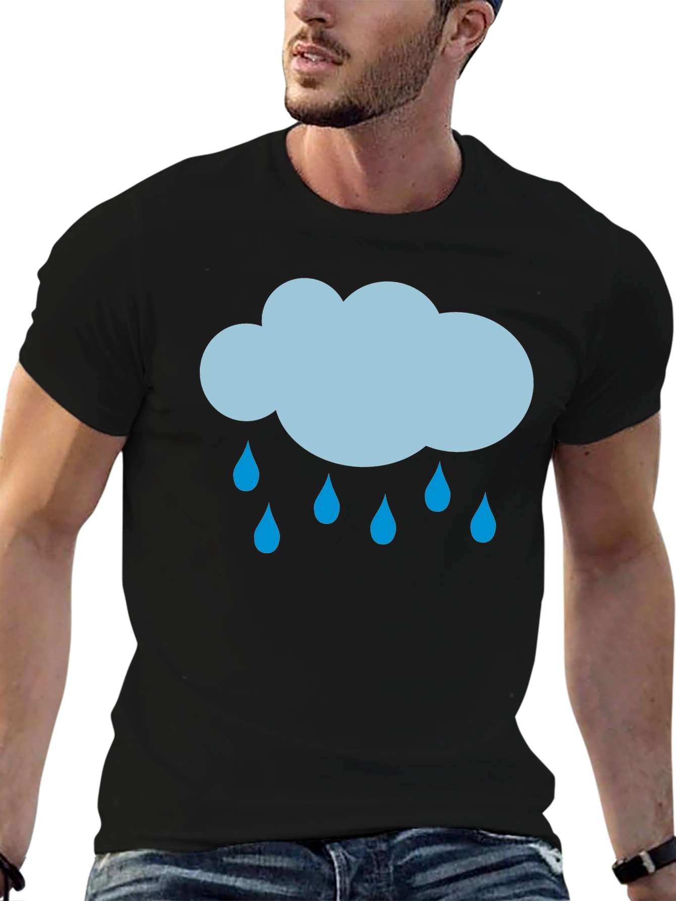 Rainy Day Graphic Tee - Black Cotton T-Shirt