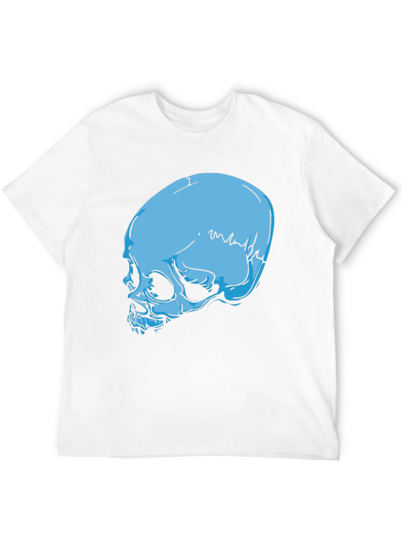 Blue Skull Graphic Black T-Shirt