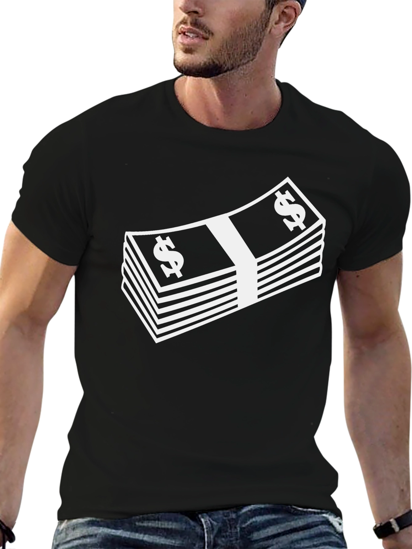 Money Stack Graphic T-Shirt - Black