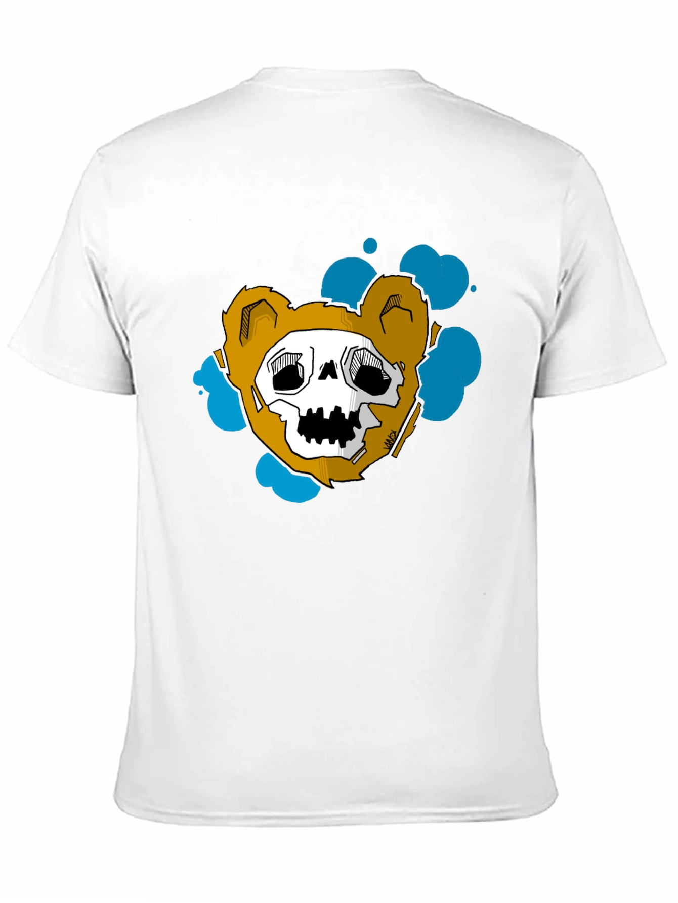 Skull Teddy Bear Graphic Black Tee