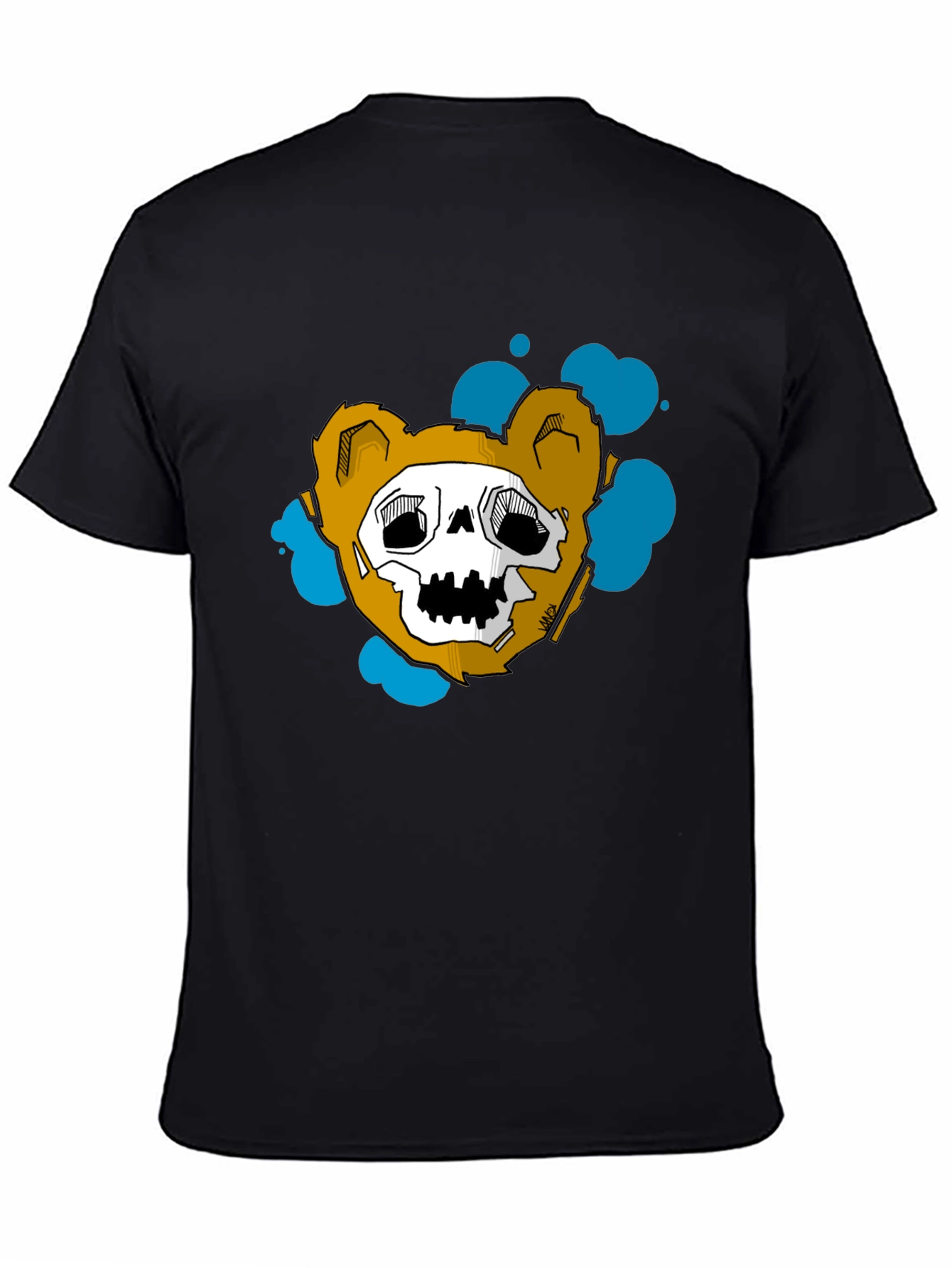 Skull Teddy Bear Graphic Black Tee