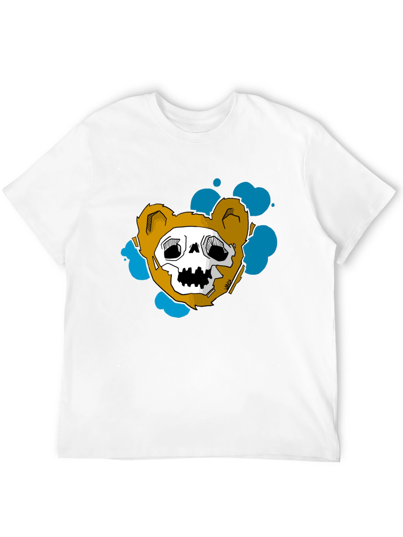 Skull Teddy Bear Graphic Black Tee