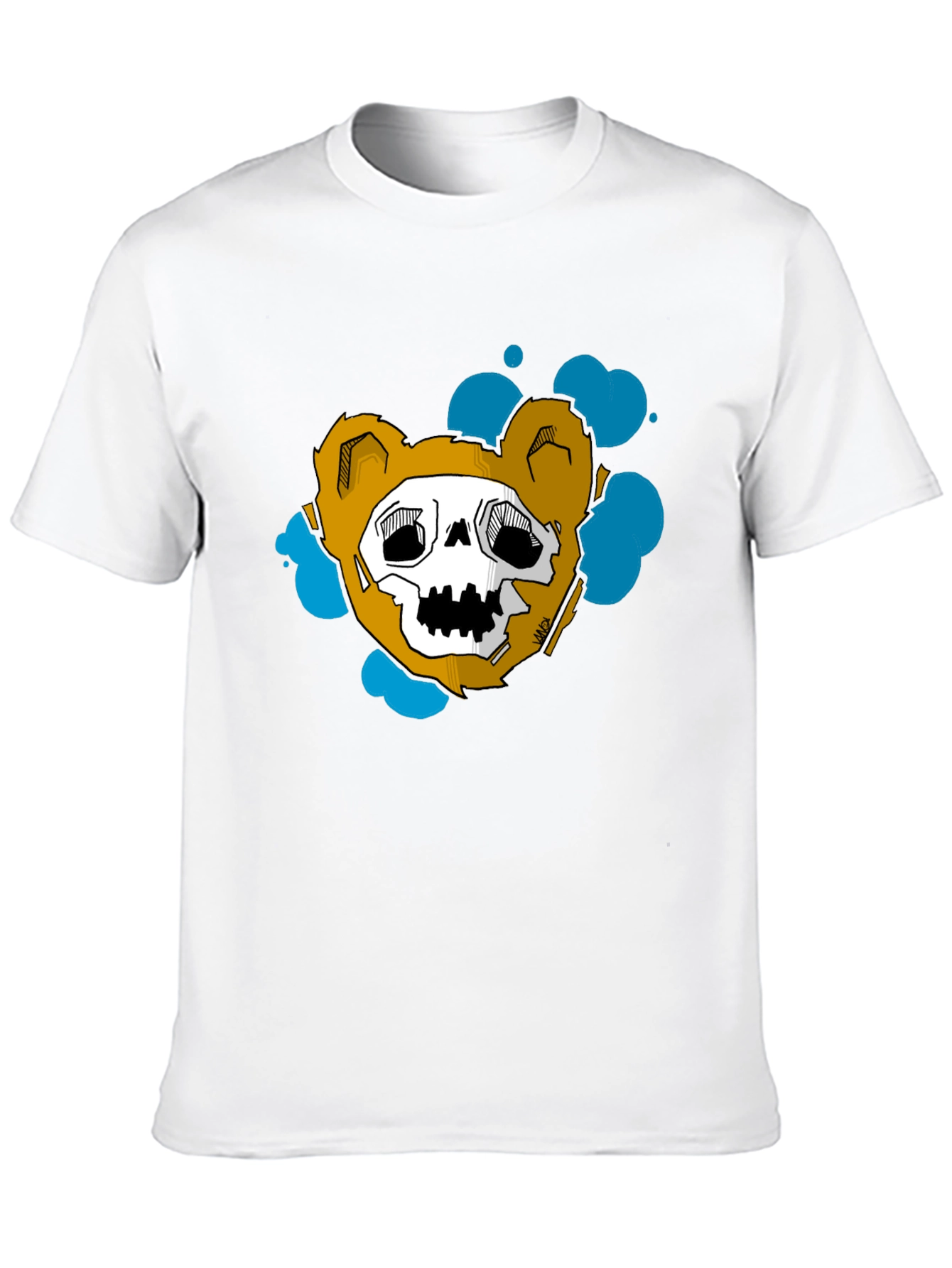 Skull Teddy Bear Graphic Black Tee