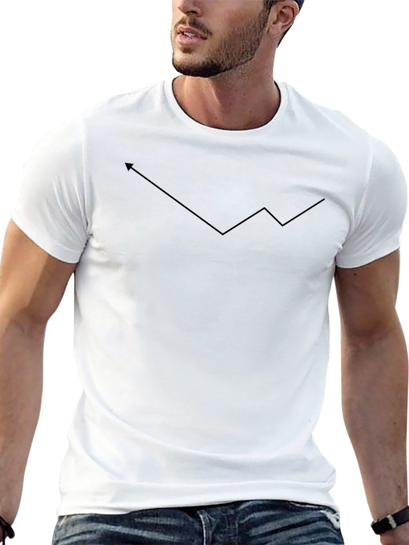 Trending Upward Graphic Tee - Black Cotton Casual