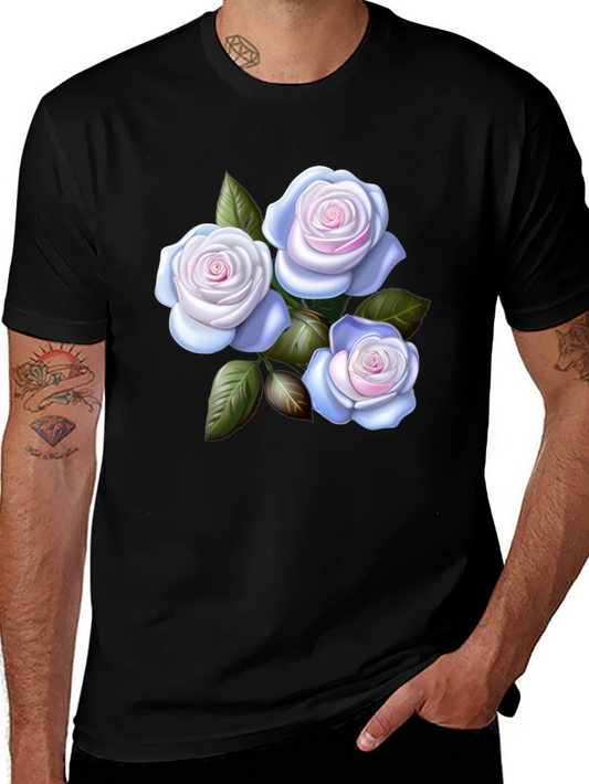 Floral Rose Graphic Tee - Stylish Cotton Blend Shirt
