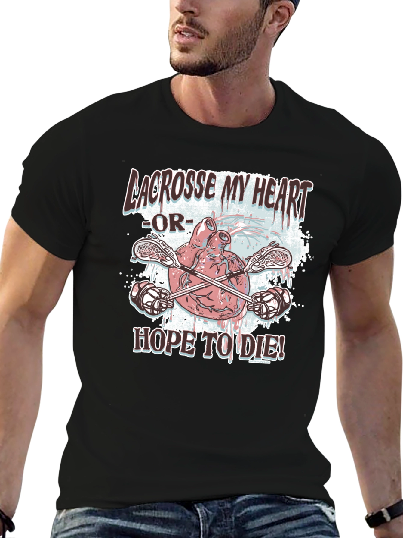 Lacrosse My Heart Graphic T-Shirt