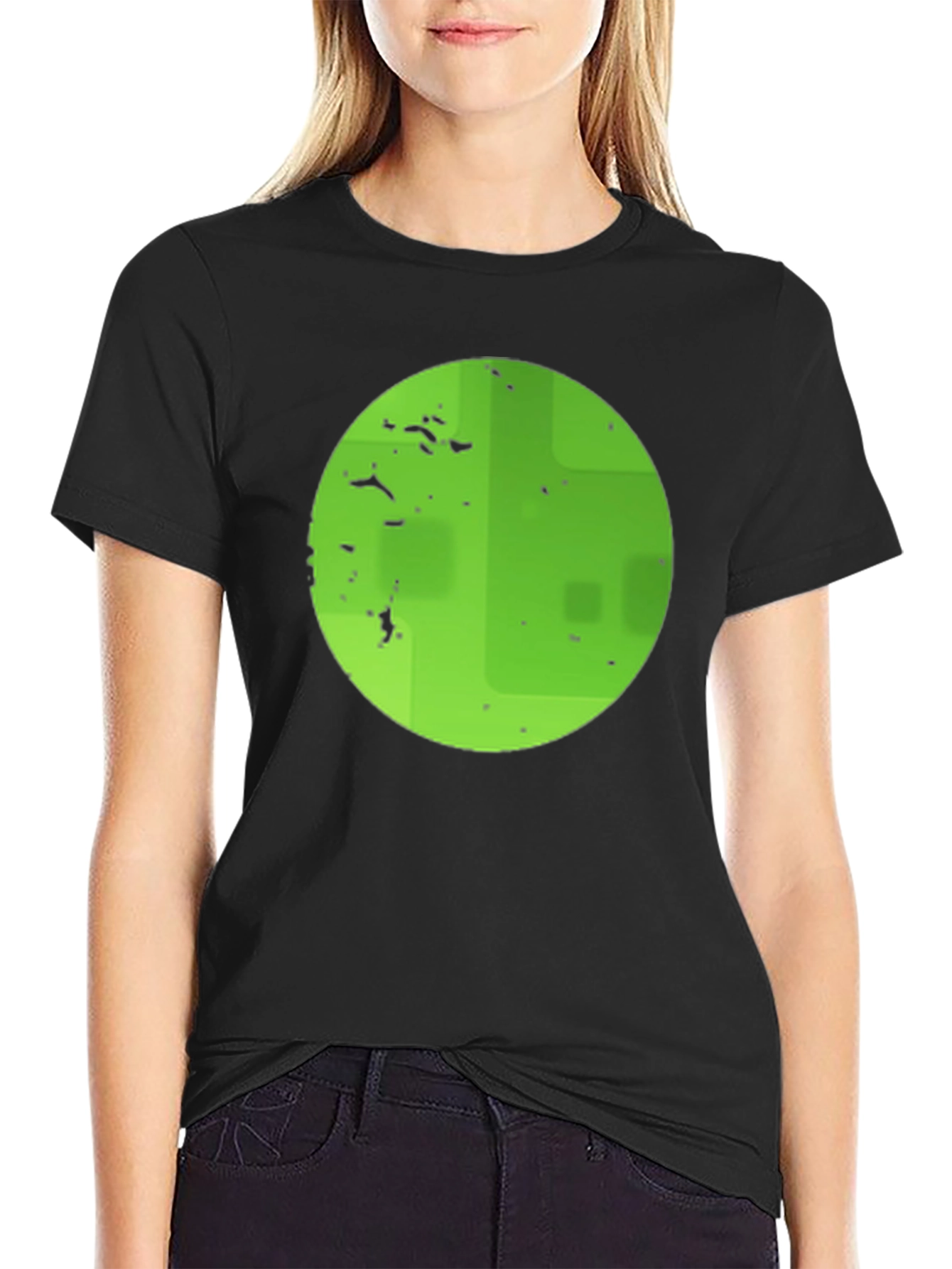 Green Target Graphic Black T-Shirt