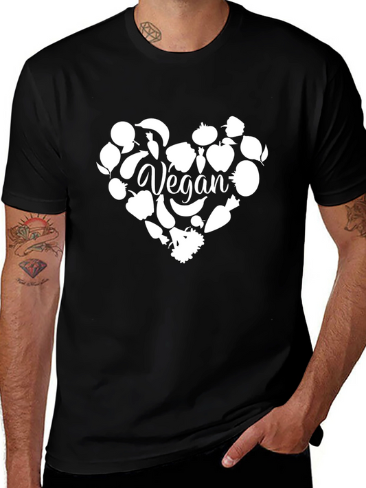 Vegan Heart Graphic T-Shirt - Black Cotton Tee