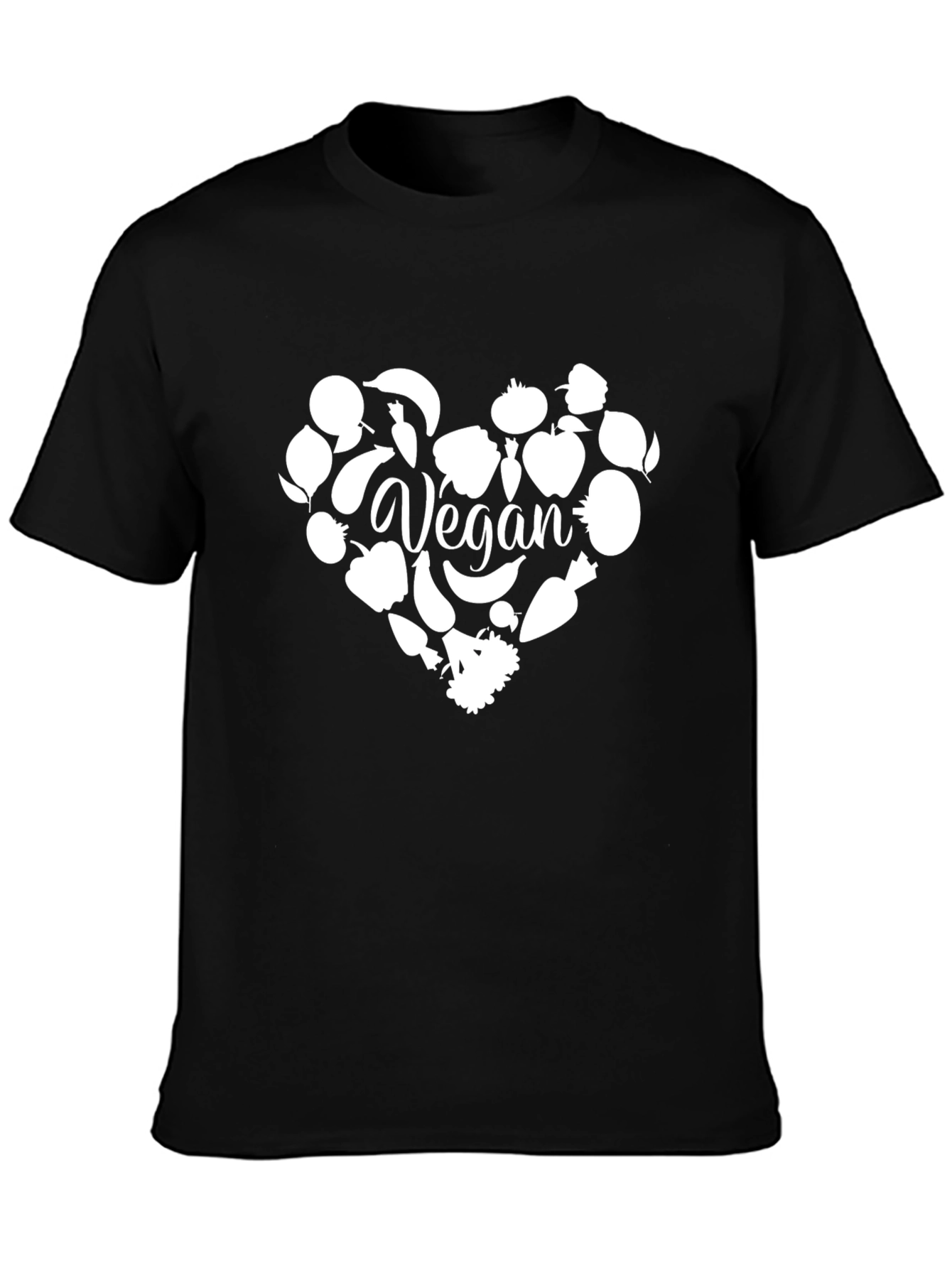 Vegan Heart Graphic T-Shirt - Black Cotton Tee