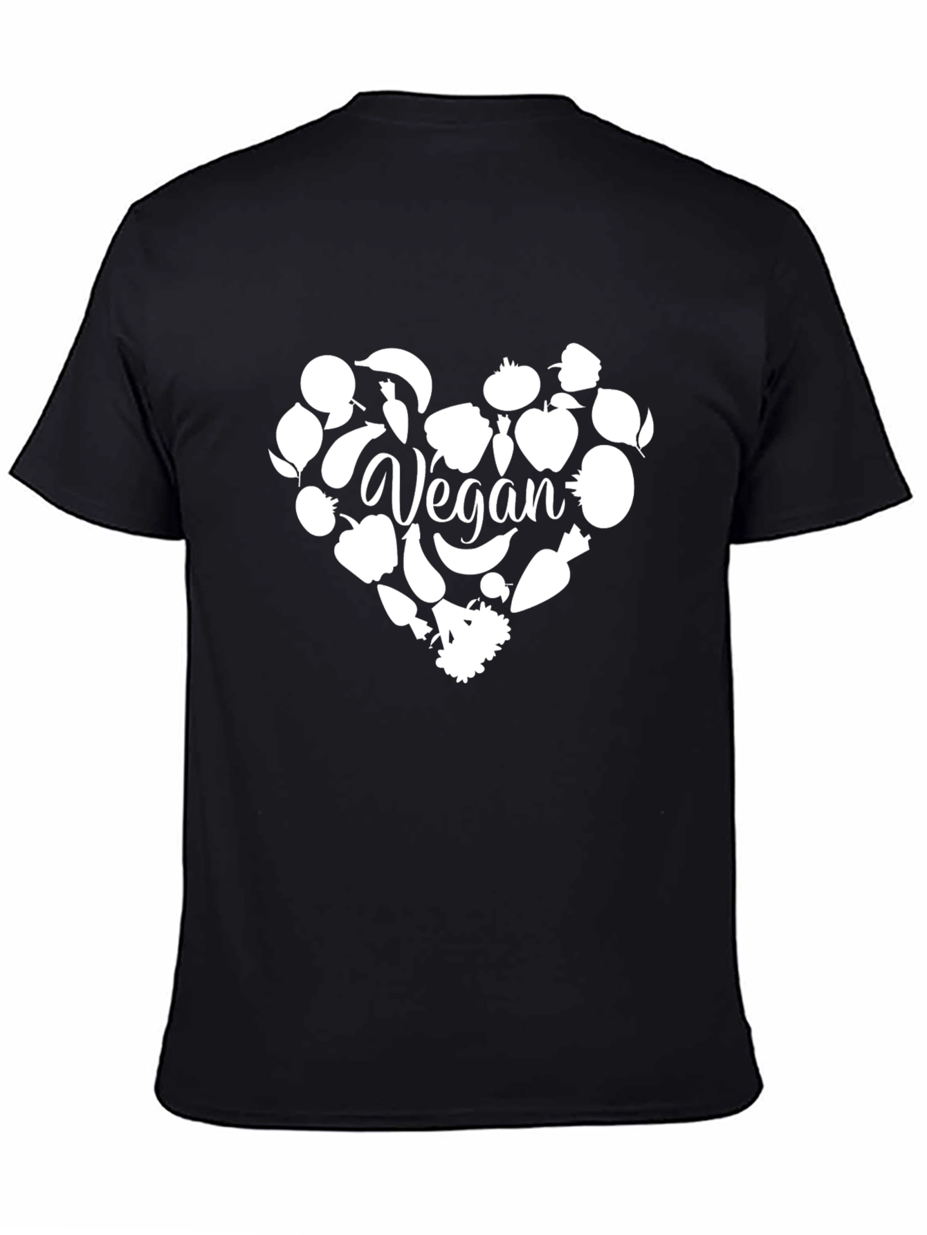 Vegan Heart Graphic T-Shirt - Black Cotton Tee