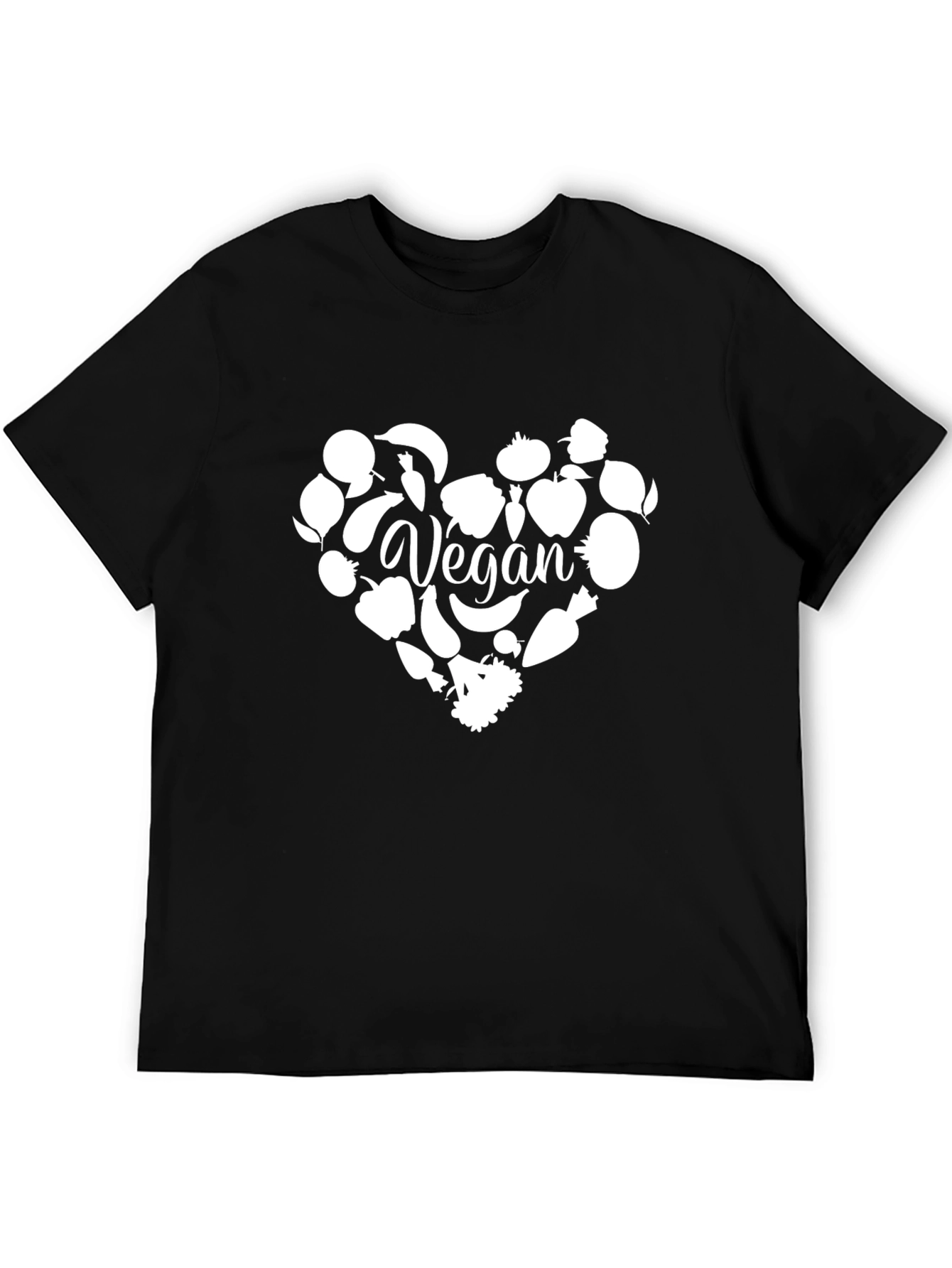 Vegan Heart Graphic T-Shirt - Black Cotton Tee